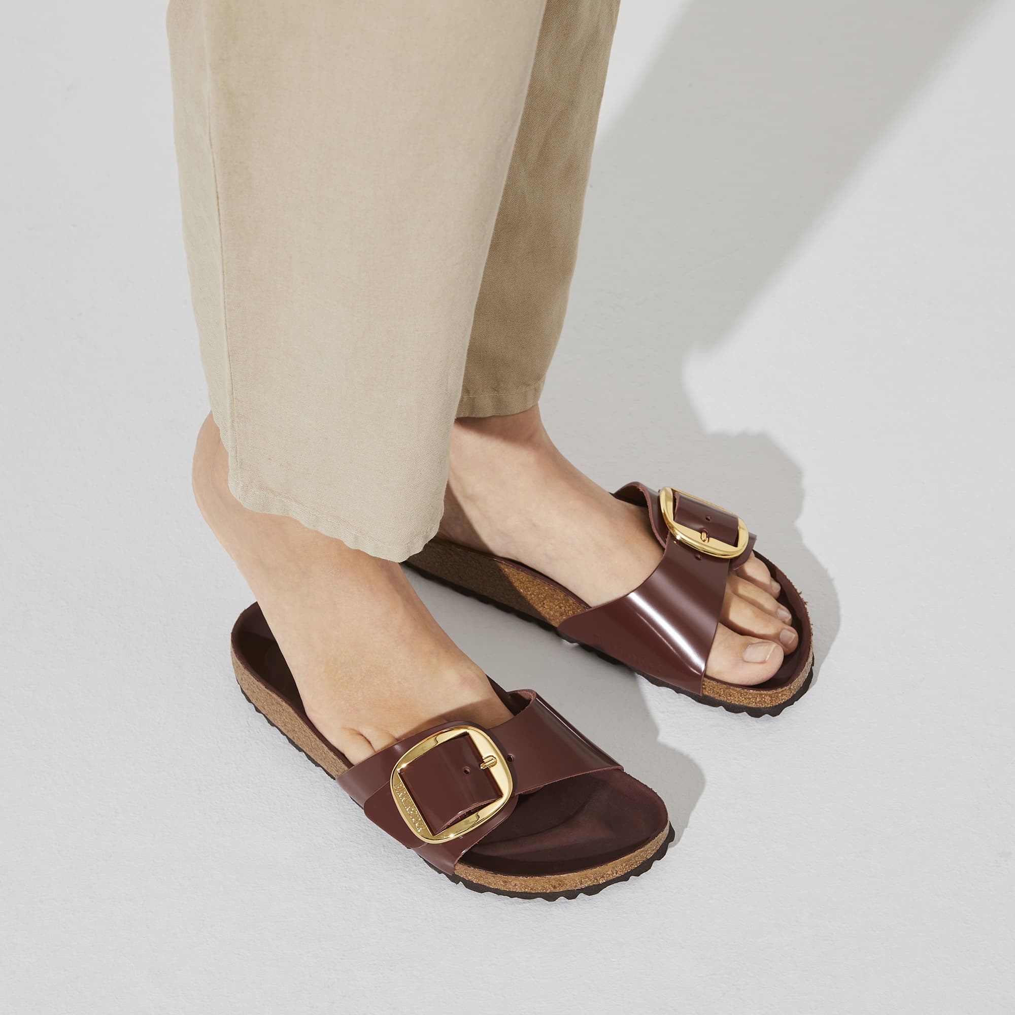 Birkenstock Madrid Big Buckle Natural Leather Patent - view 8