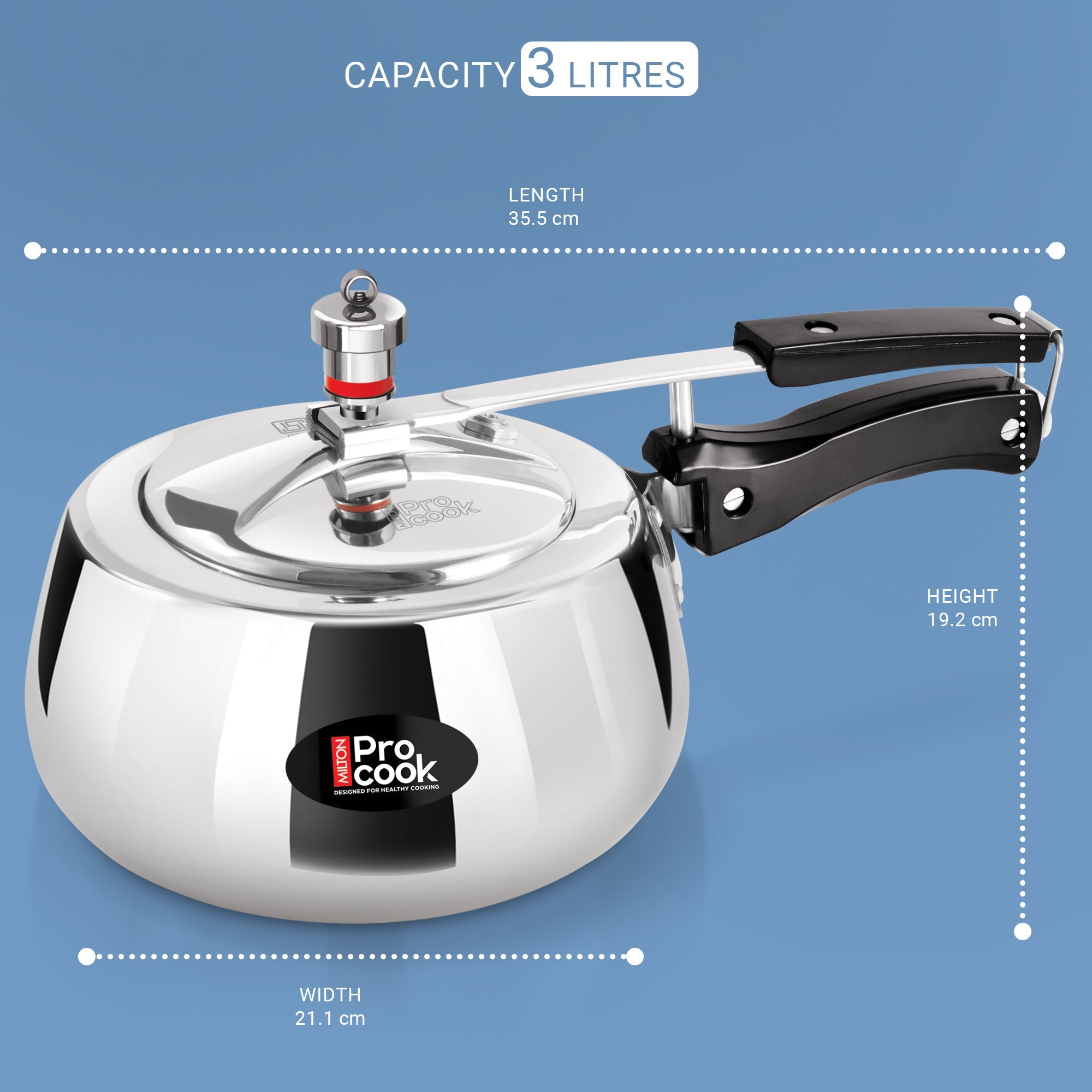 Pressure Cooker Inner Lid Curve Aluminium Induction (Milton Procook) - view 9