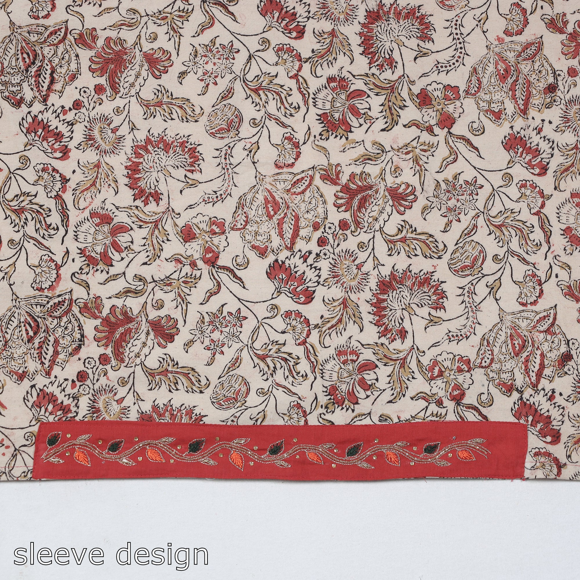 NOORI BAZAR Beige - Zardozi Hand Embroidered Kalamkari Cotton Blouse Piece - view 4