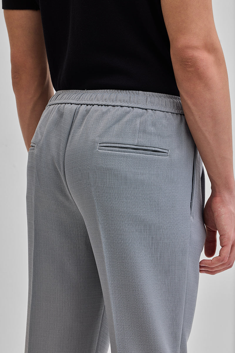SNITCH Light Grey Textured Relaxed Fit Trousers - view 8