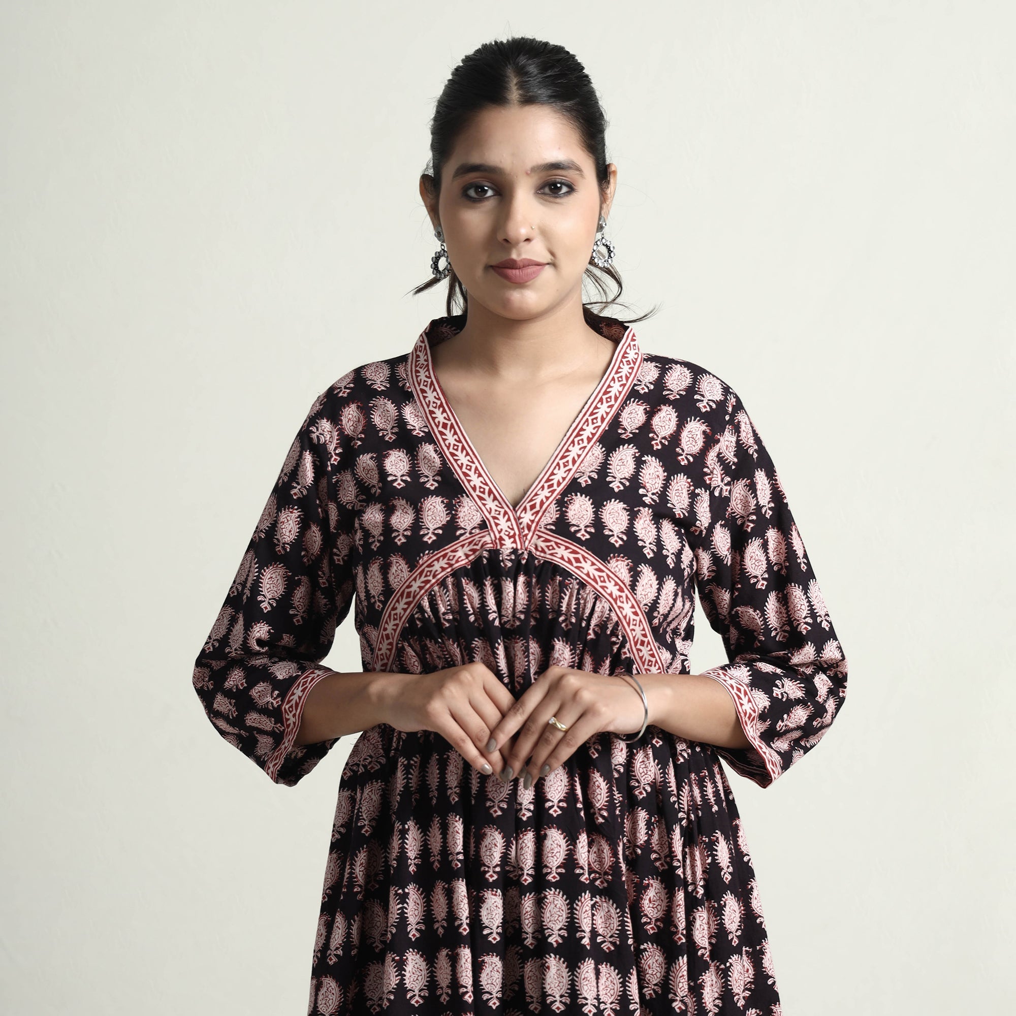 ITOKRI CASUALS Black - Bagh Block Printed Cotton Dress
