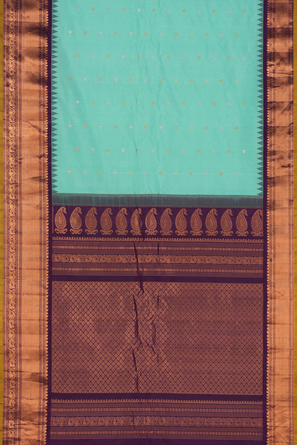 Kalanjali Gadwal Silk Sea Green Saree – Women's - view 3