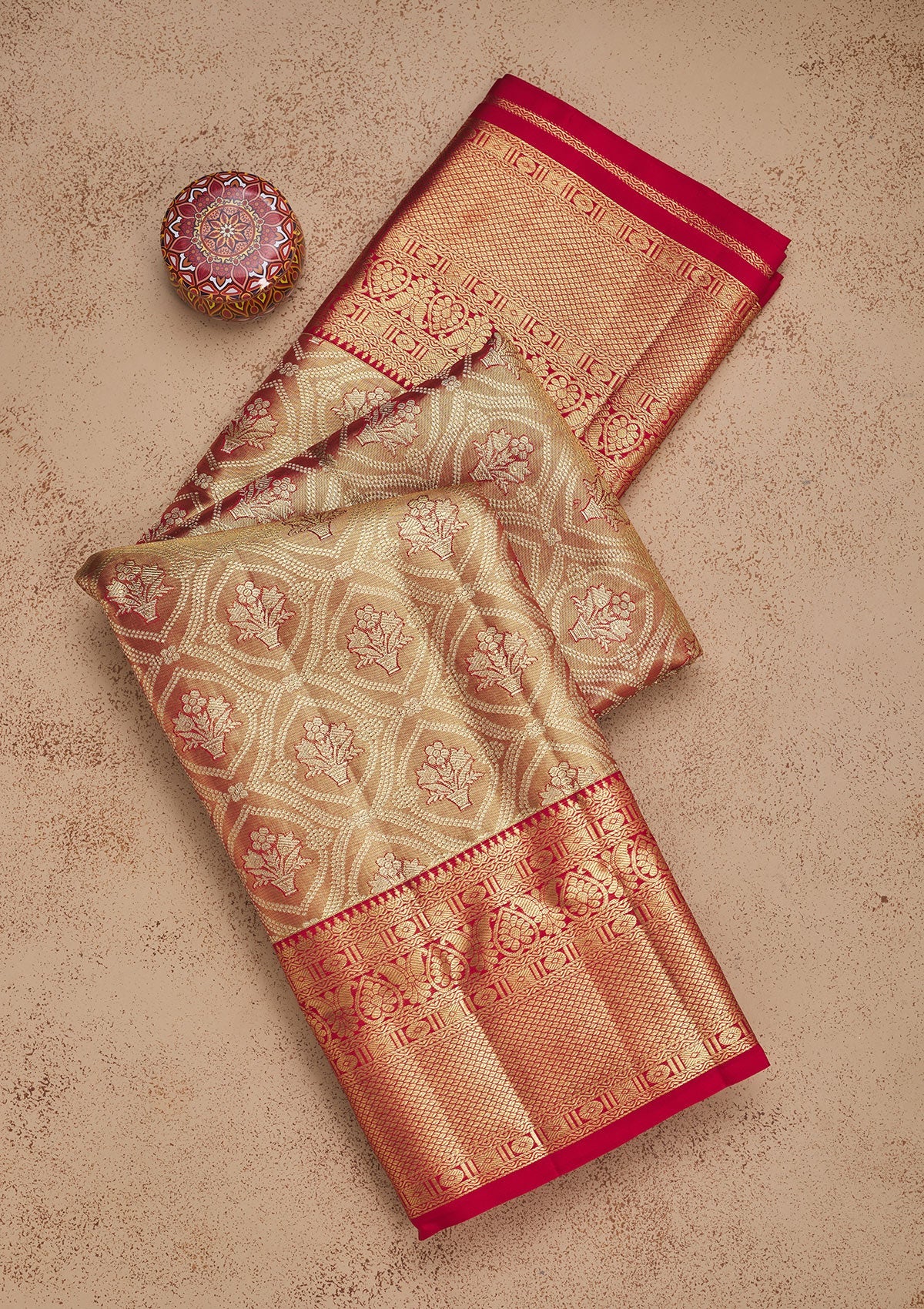 Koskii Red Zariwork Pure Silk Saree – Women's