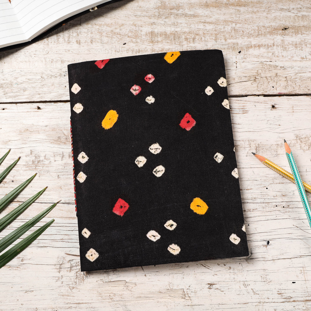 BINDAAS UNLIMITED Black - Bandhani Cover Handmade Paper Notebook (9 x 7 in)