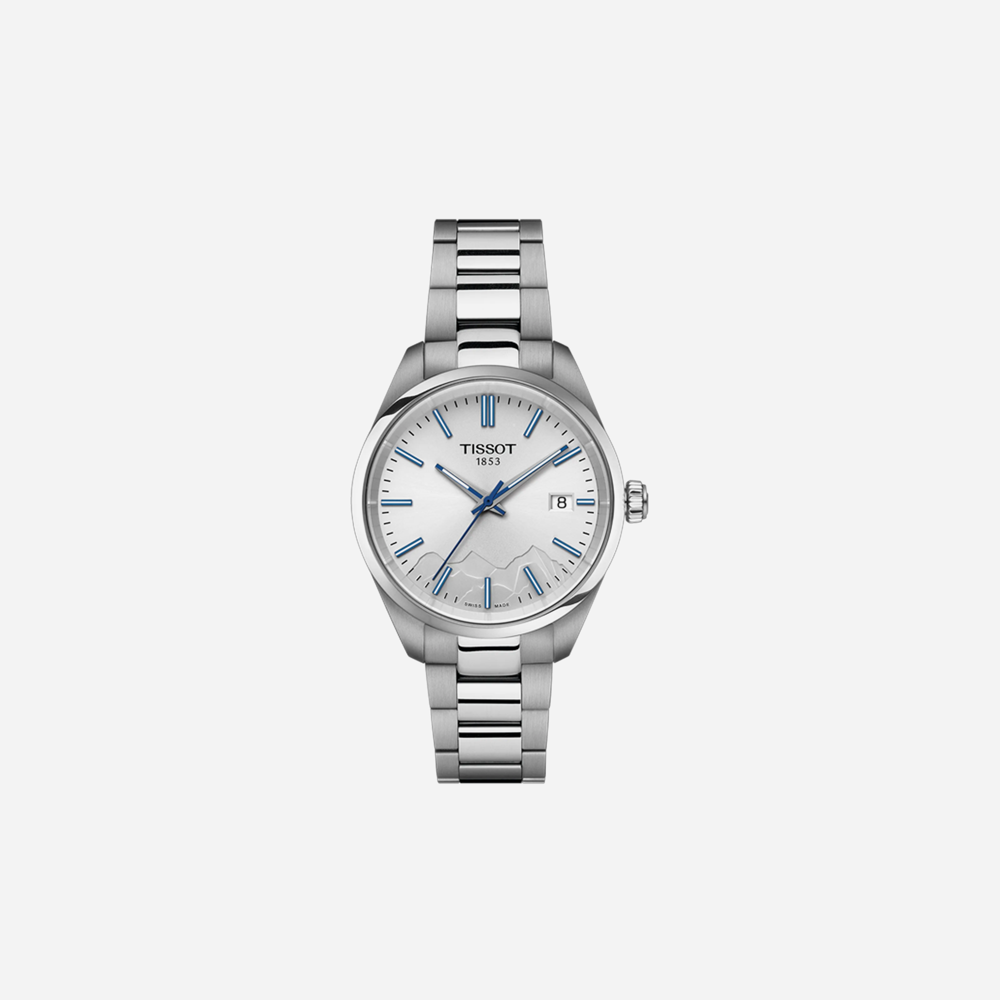 Tissot PR 100 Jungfraubahn Quartz Silver Dial 34mm Grey Stainless Steel Bracelet Watch