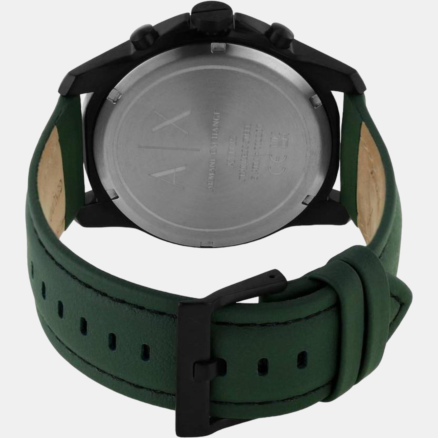 Armani Exchange Banks Men Quartz Green Dial Chronograph Leather Watch AX1725 - view 2