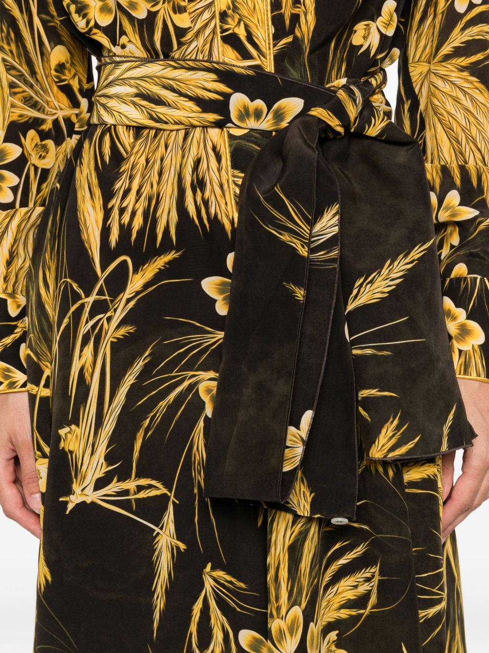 F.R.S . V-neck long sleeves Silk blend printed maxi dress - view 4