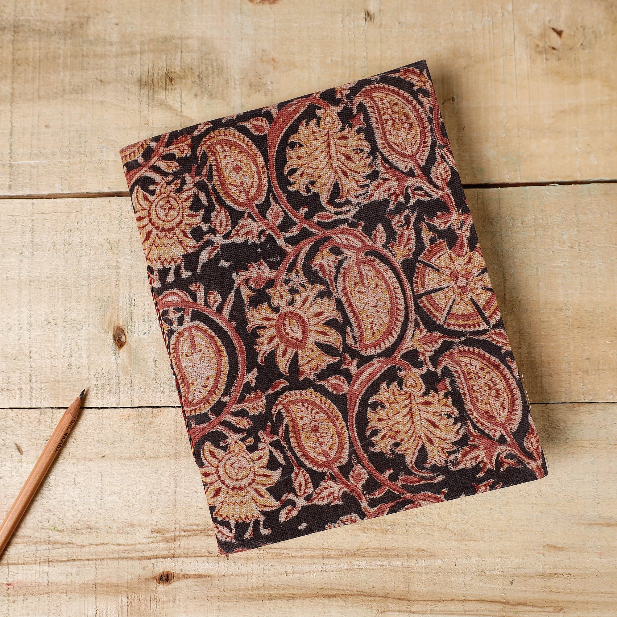 BINDAAS UNLIMITED Black - Kalamkari Fabric Cover Handmade Paper Notebook (9 x 7 in)