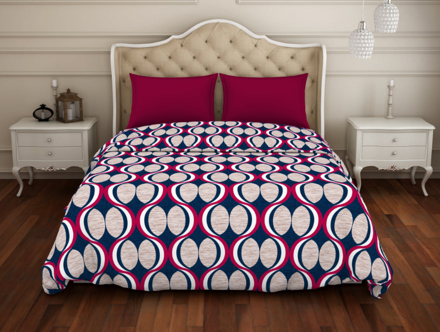 Spaces India Abstract Pink Polyester Double Quilt / AC Comforter - Value Quilt / AC Comforter By Welspun