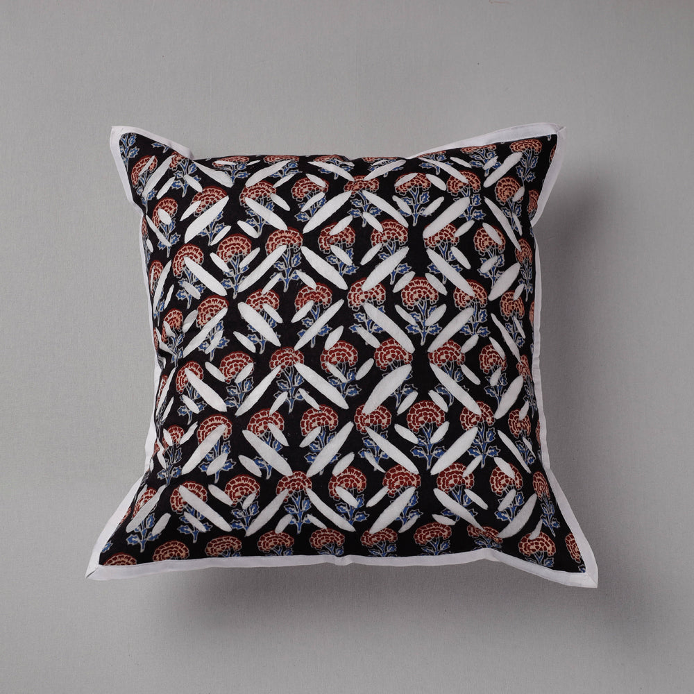 SHADES OF MARUDHARA Black - Cutwork Cotton Applique Cushion Cover (16 x 16 in)