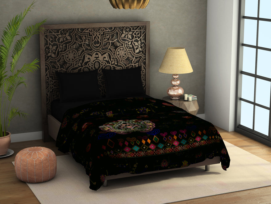 Spaces India Floral Ganache - Dark Brown Fleece Blanket - Banjara - Rangana By Spaces - view 2
