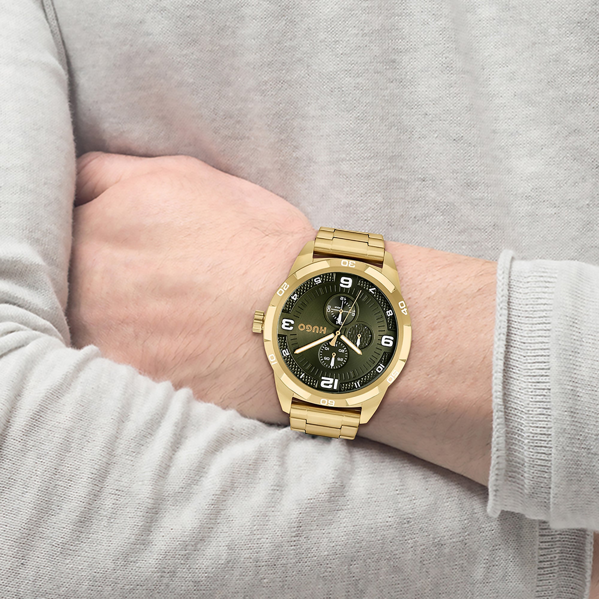 Boss Grip Men Quartz Olive Green Dial Chronograph Stainless Steel Watch 1530277 - view 3