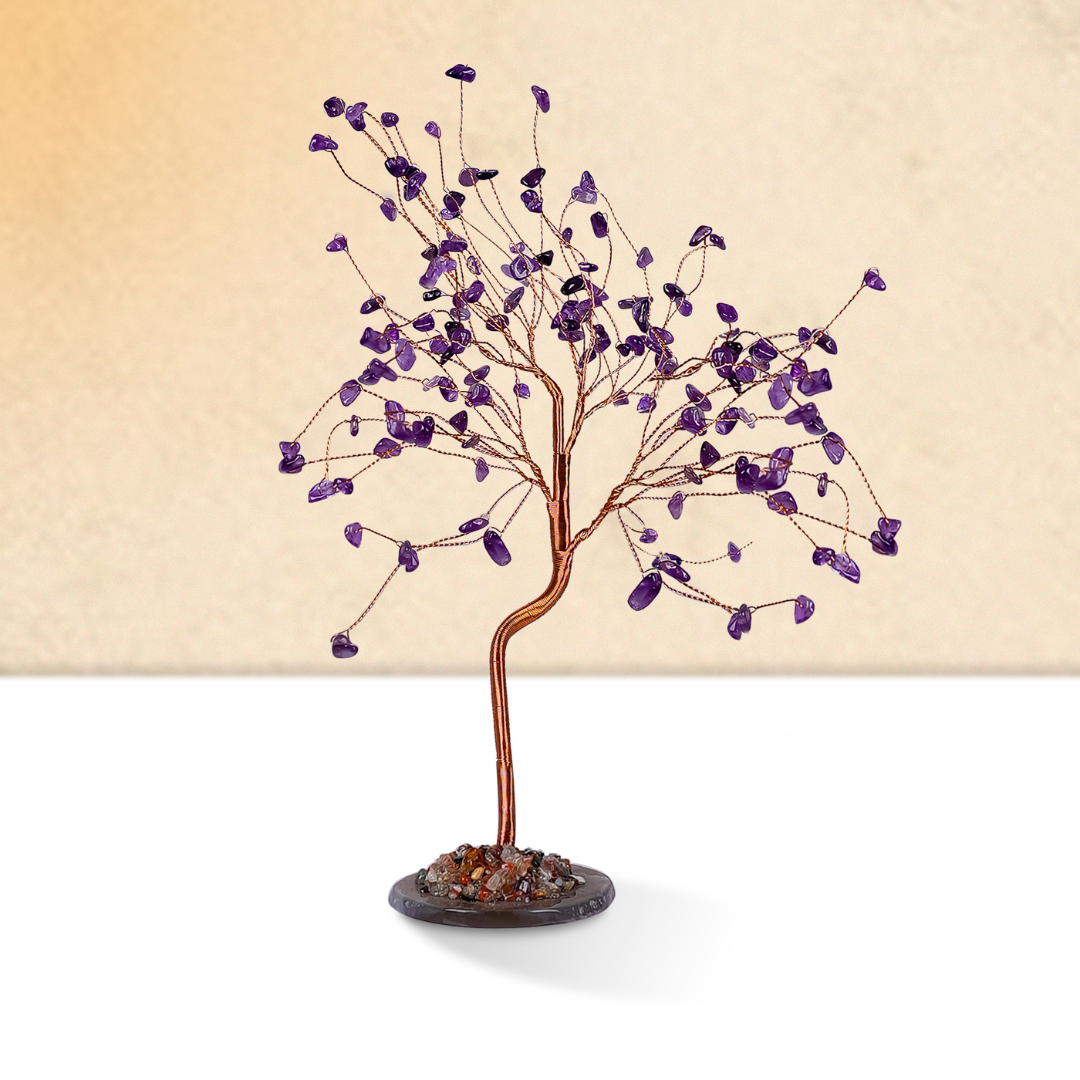 Gemsmantra Amethyst With Agate Plate Large Tree