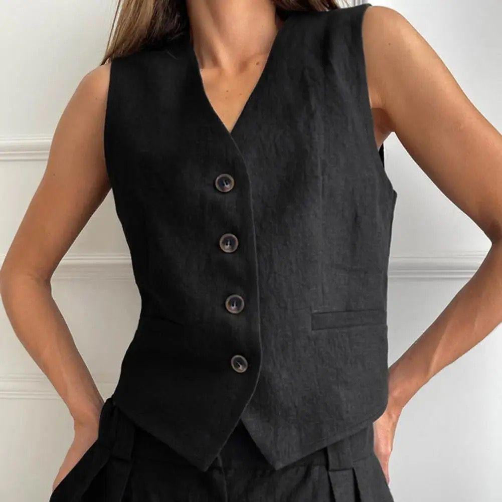 Alamode By Akanksha Hodor Statement Linen Vest Suit with Pants - view 3