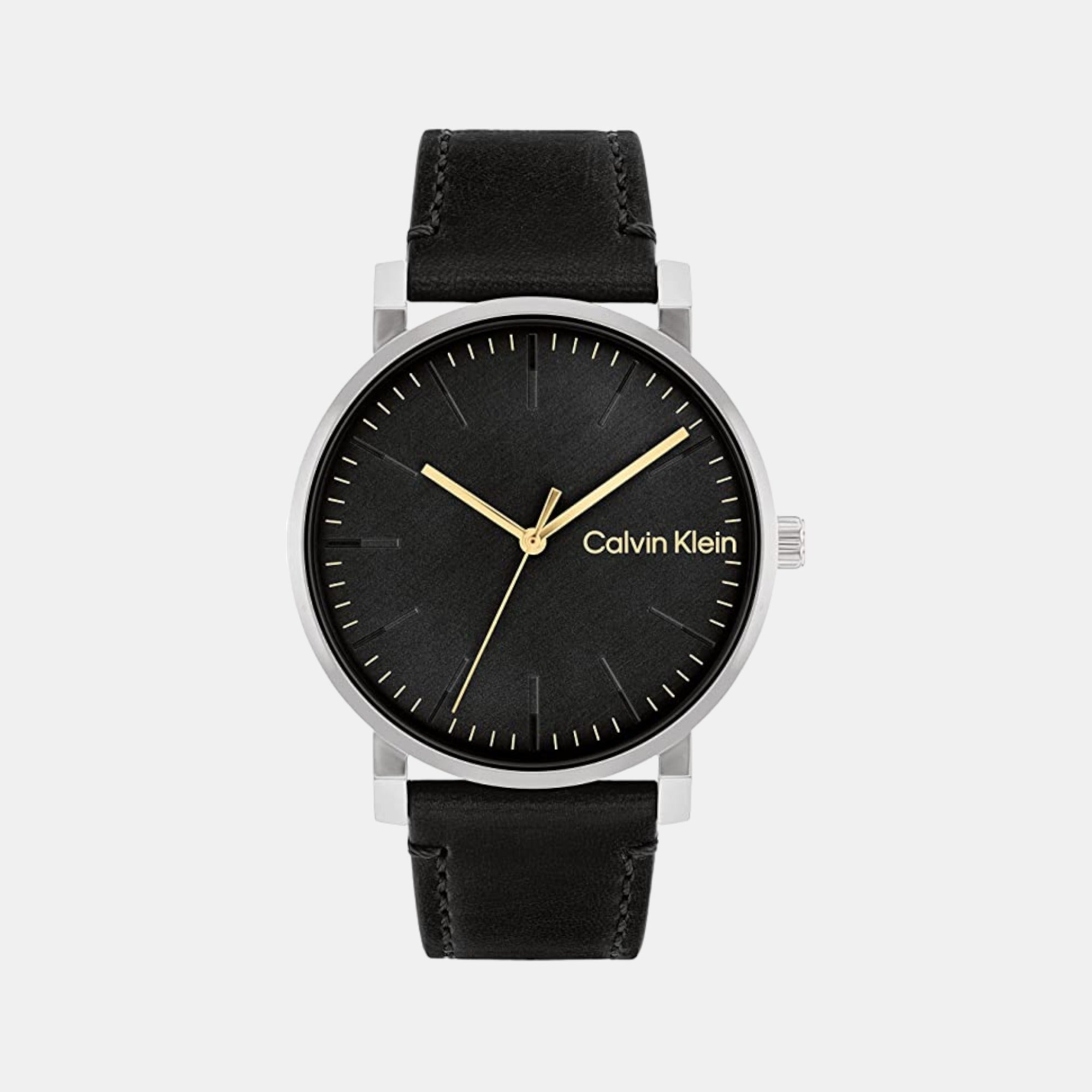 Calvin Klein Ck Slate Men Quartz Black Dial Analog Leather Watch 25200262