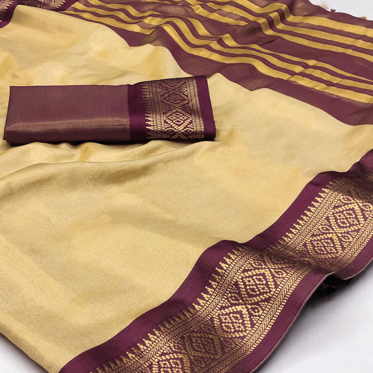Peachmode Chikoo Woven Cotton Silk Saree – Women's - view 2