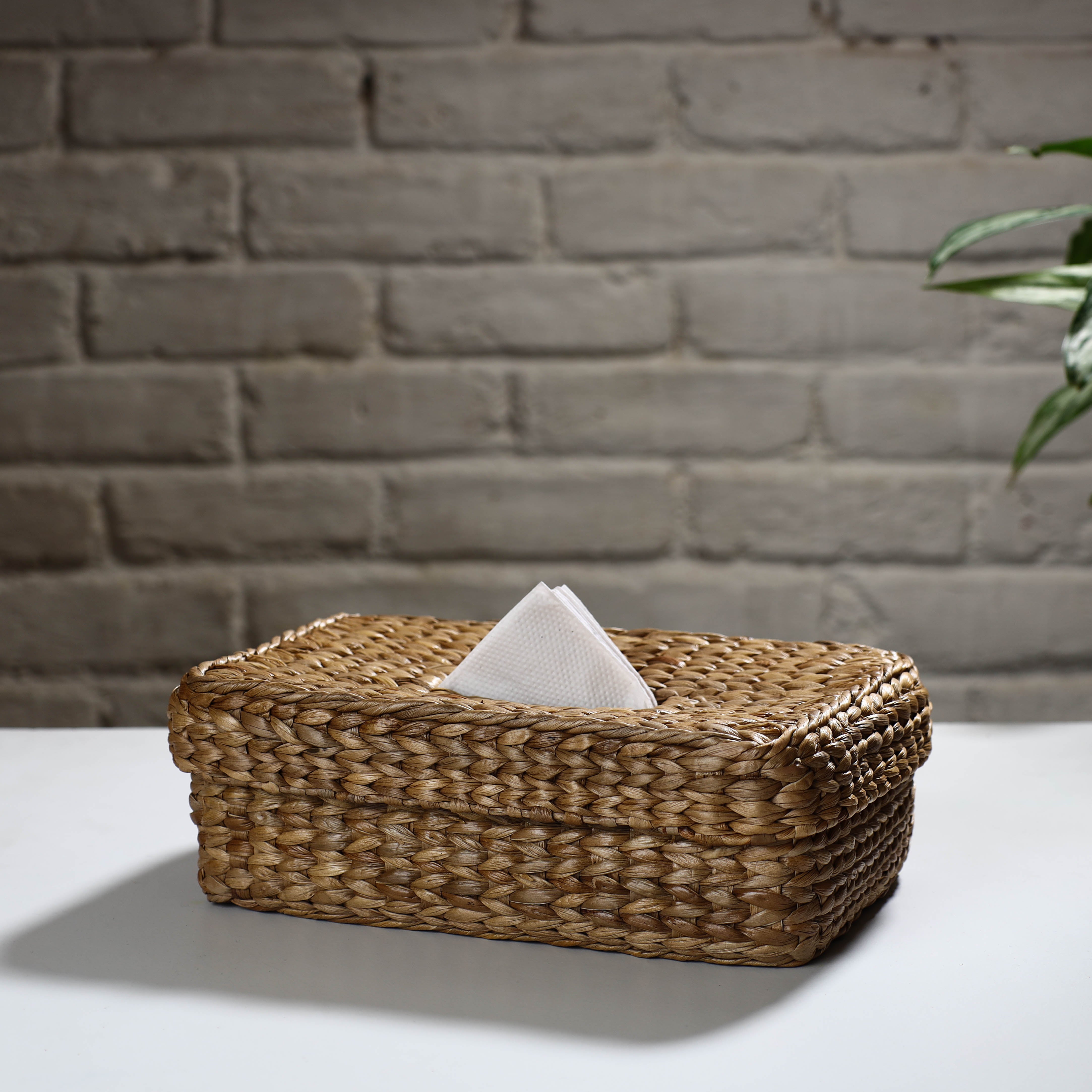 ITOKRI CRAFTS INITIATIVE Brown - Handmade Organic Water Hyacinth Rectangular Tissue Box 01