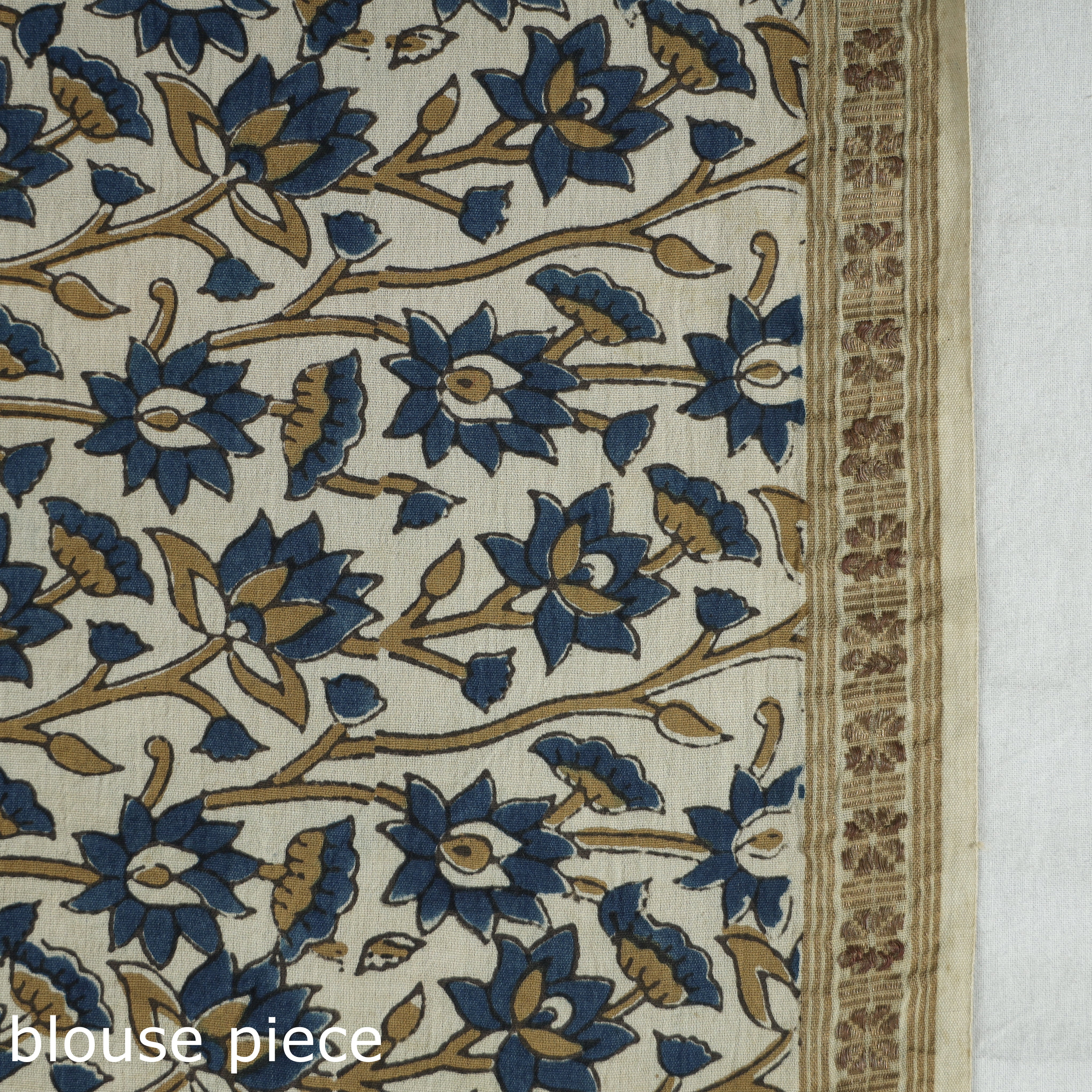 AJRAKH BY JABBAR KHATRI Beige - Natural Dyed Block Print Mul Cotton Ajrakh Saree 01 - view 7