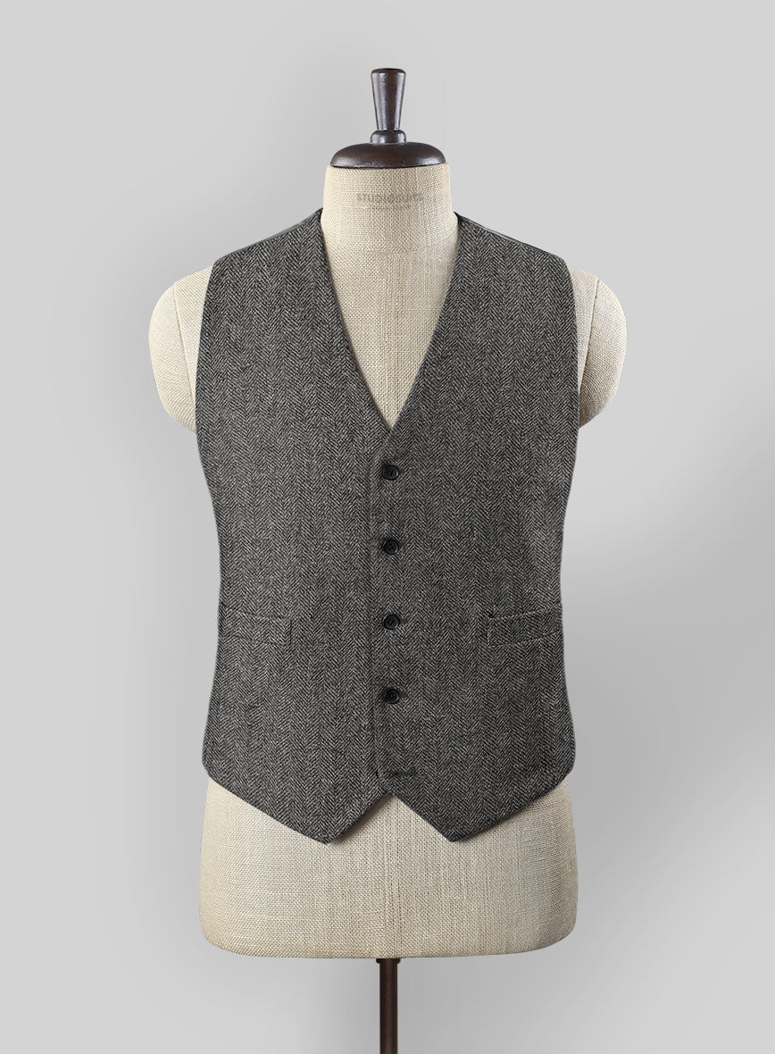 StudioSuits Gray Herringbone Flecks Donegal Tweed Waist Coat - view 2
