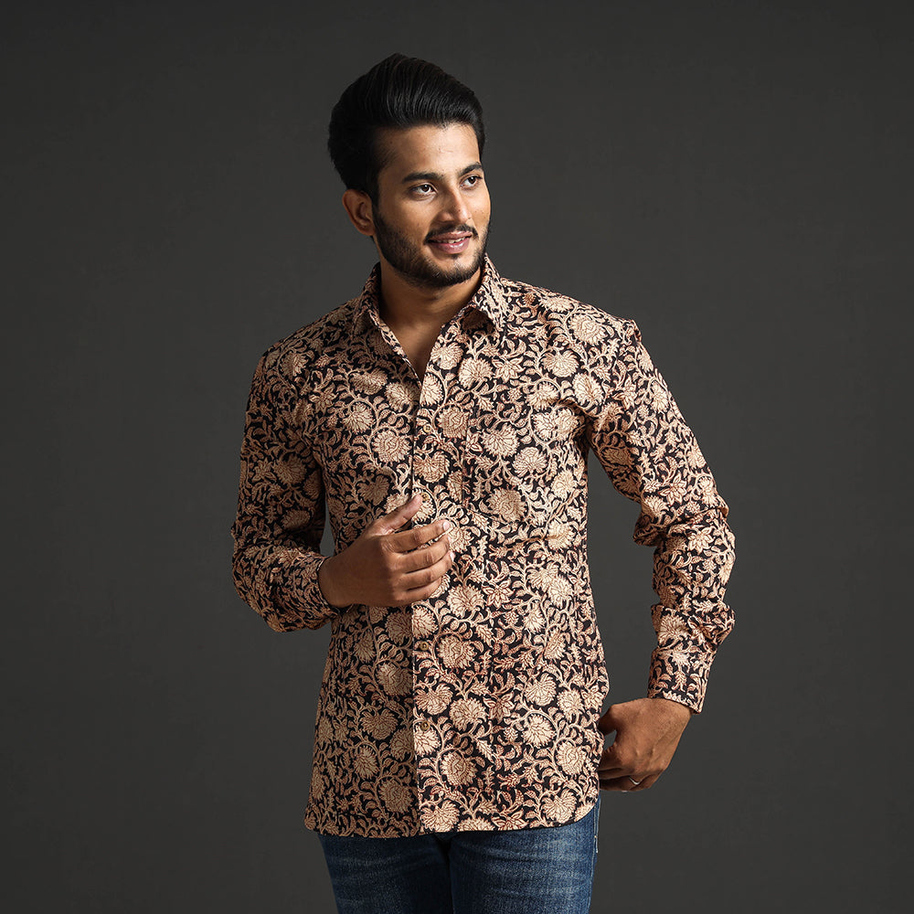 ITOKRI CASUALS Black - Premium Pedana Kalamkari Block Printed Cotton Men Full Sleeve Shirt - view 2