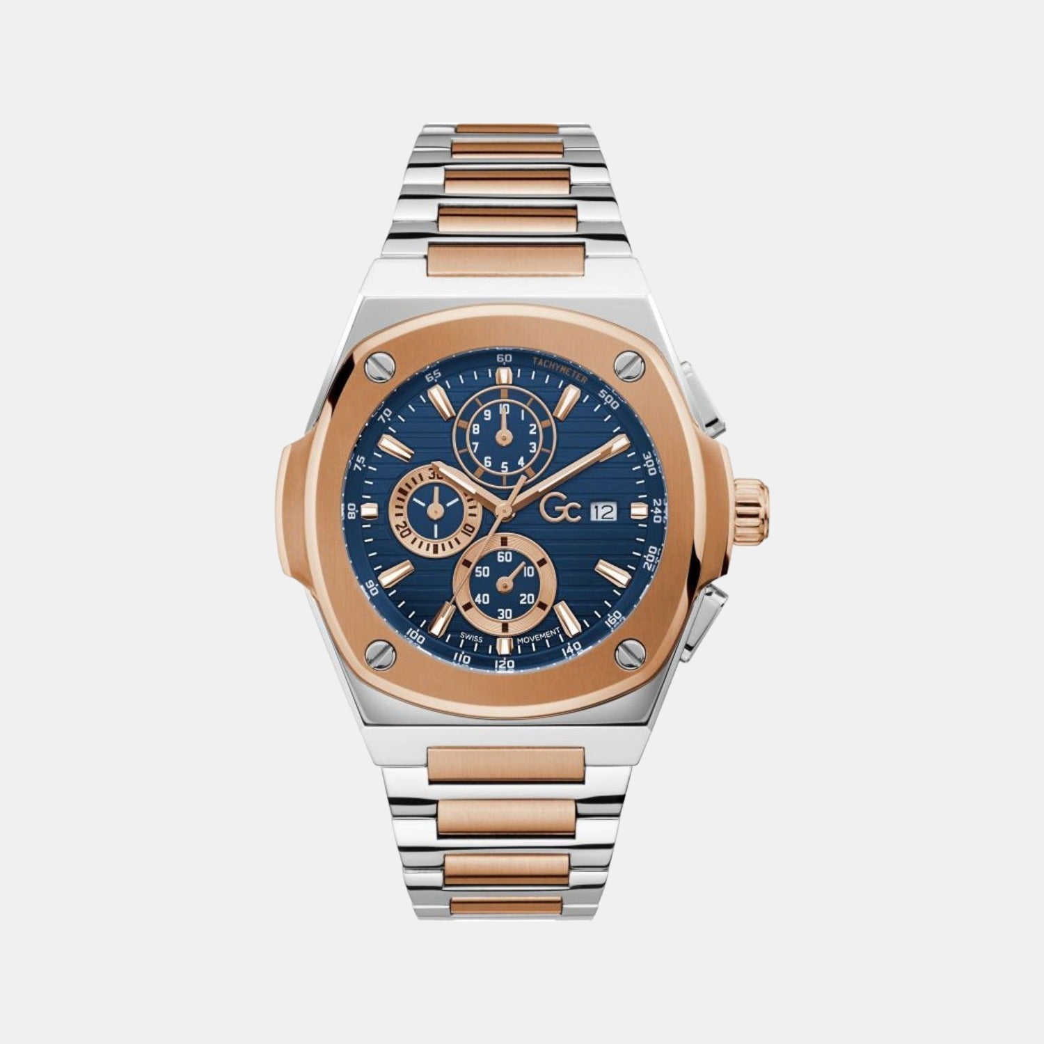 GC Coussin Shape Men Quartz Blue Dial Chronograph Stainless Steel Watch Y99002G7MF
