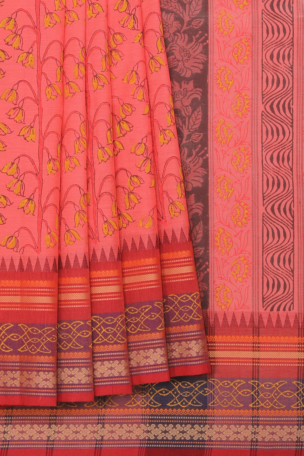 Kalanjali Ethnics Hand Block Printed Cotton Saree