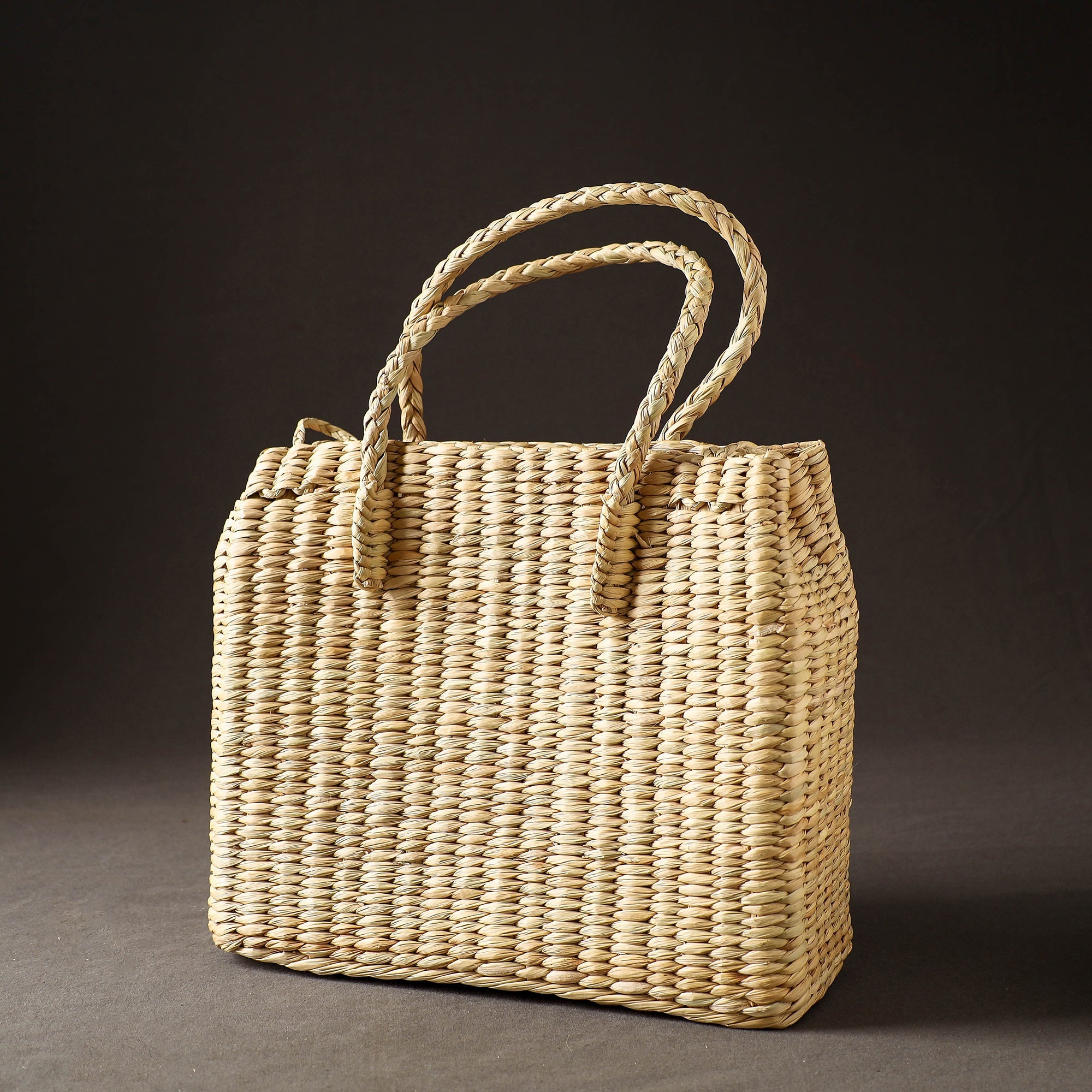 ITOKRI CRAFTS INITIATIVE Beige - Handcrafted Natural Water Reed Embroidered Shopping Bag - view 4