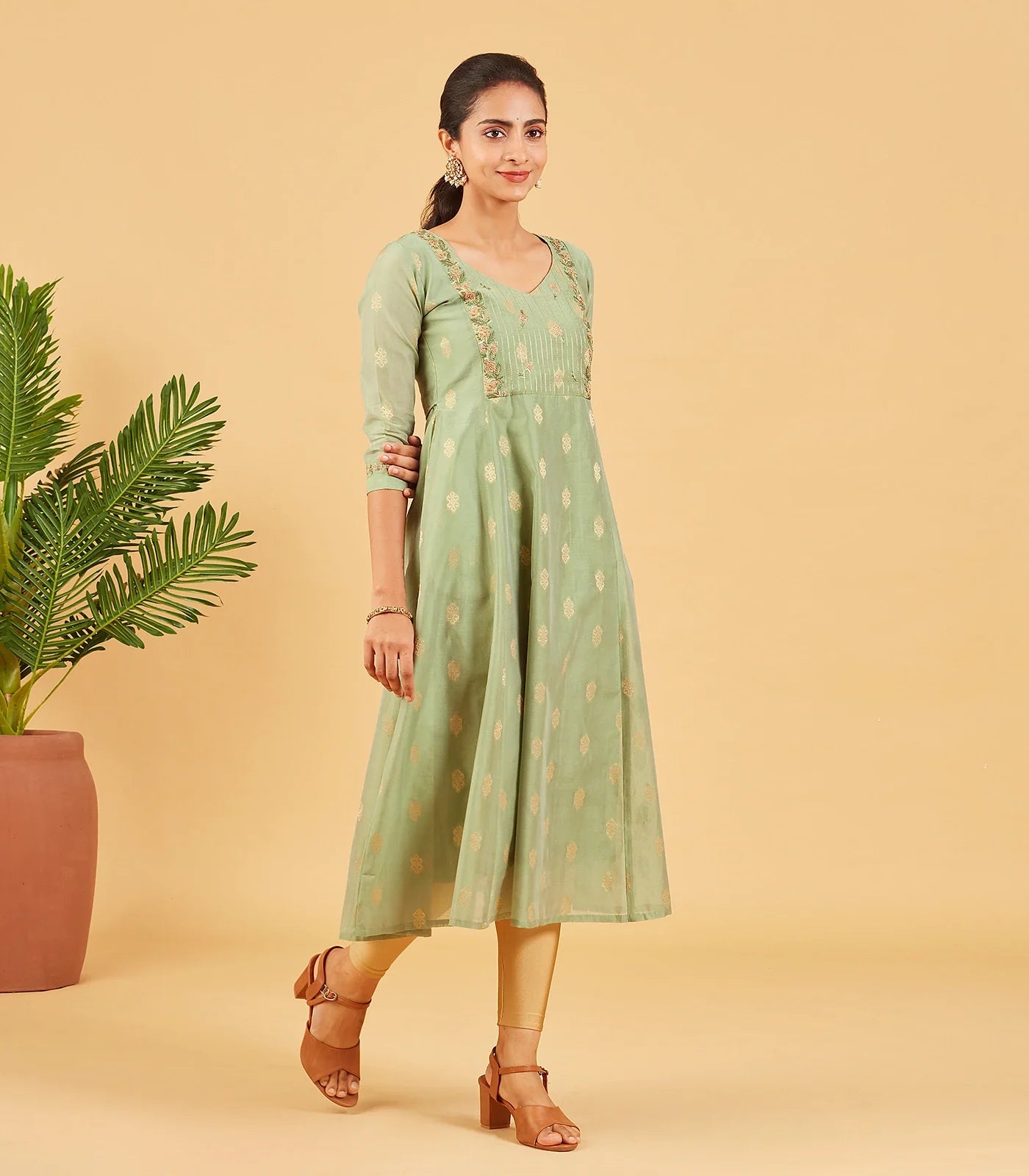 RmKV Pastel Green Embroidered Festive Kurta