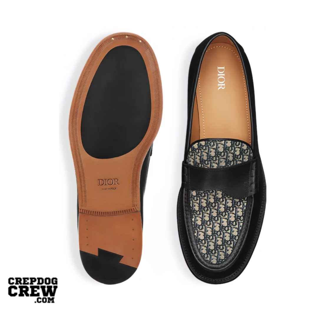 Dior Granville Loafer Black Smooth Calfskin with Beige and Black Dior Oblique Jacquard - view 3