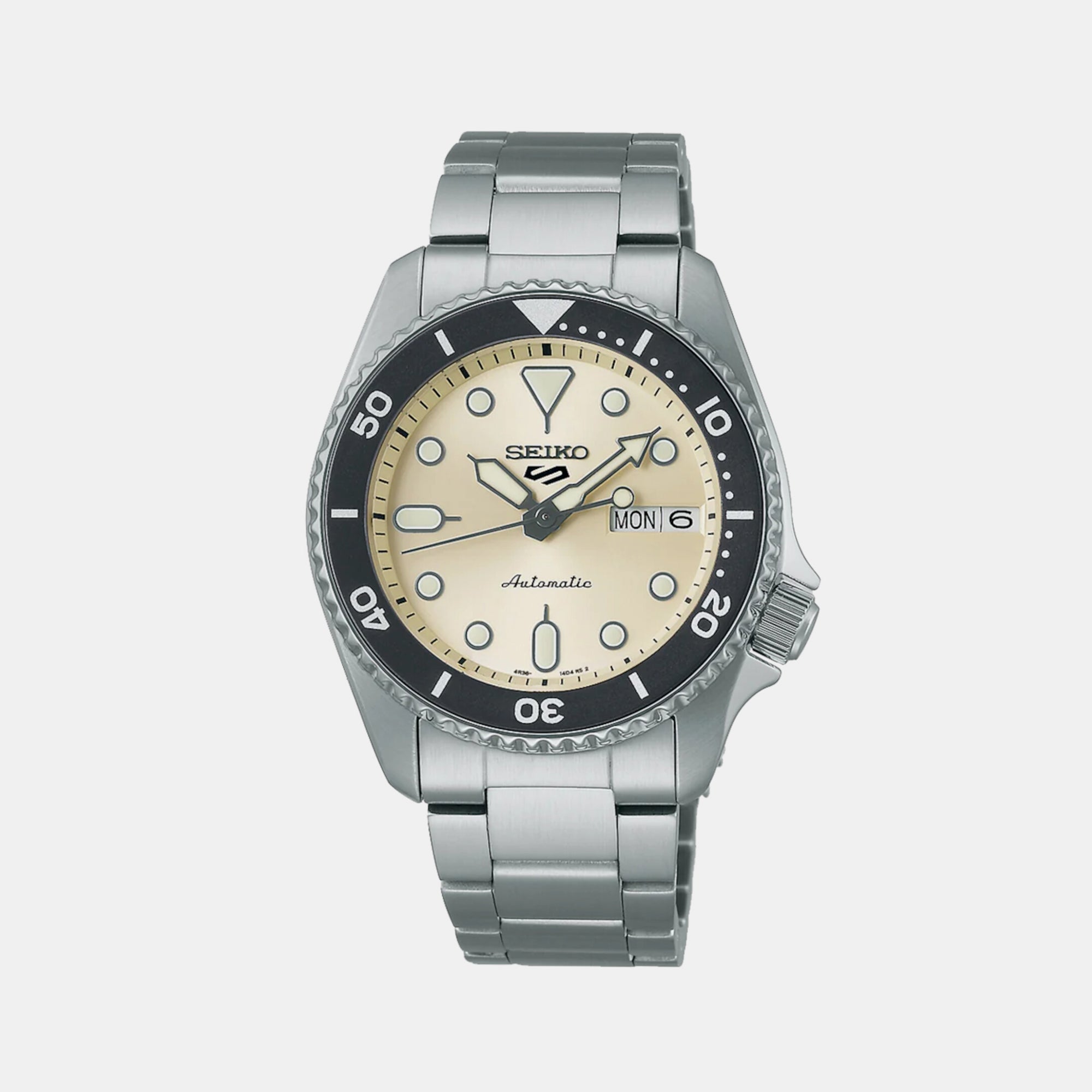 Seiko 5 Sports Men Automatic Cream Dial Analog Stainless Steel Watch SRPK31K1