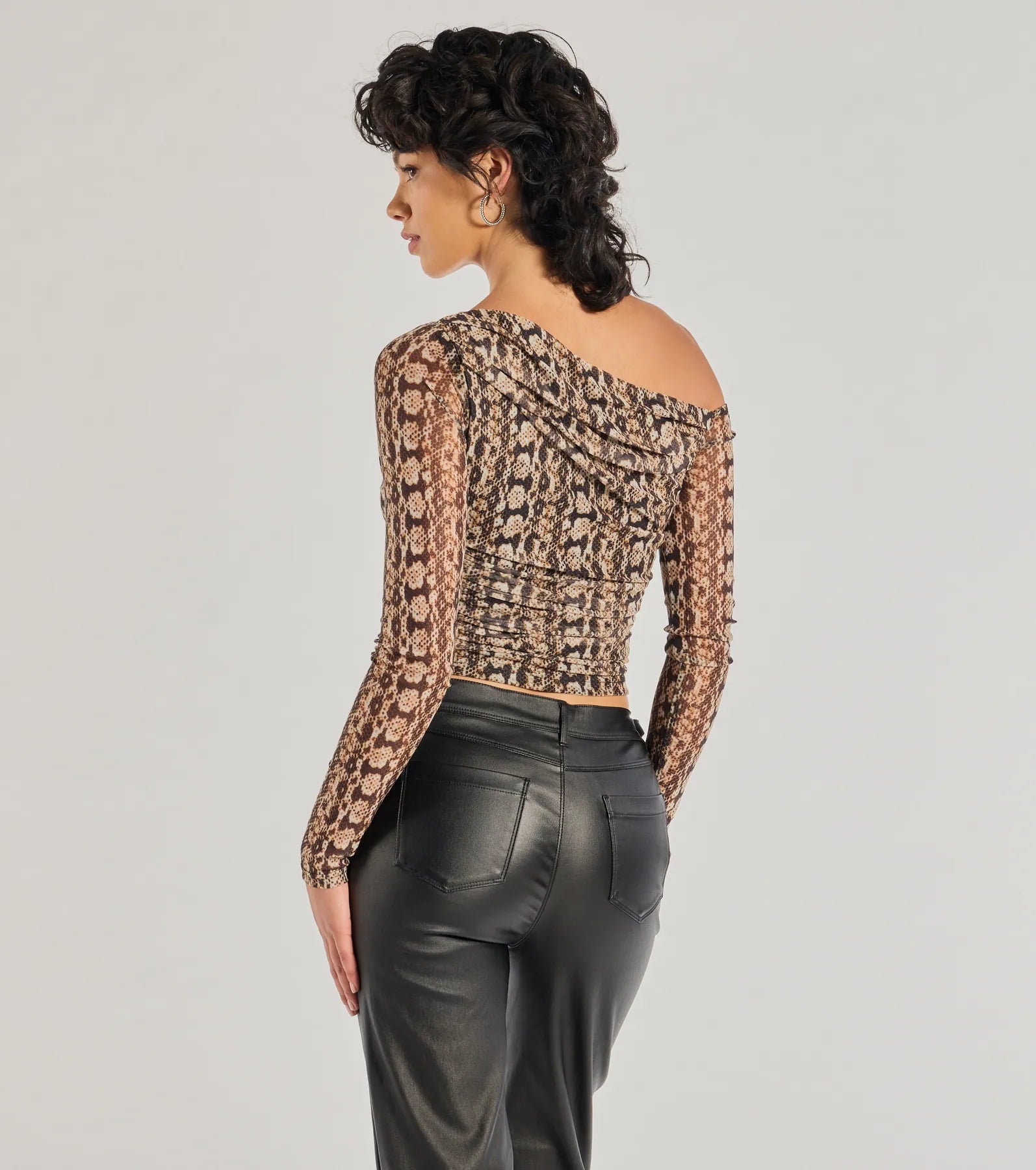 Windsor Bold Edge Snake Print Mesh Long Sleeve Top - view 2