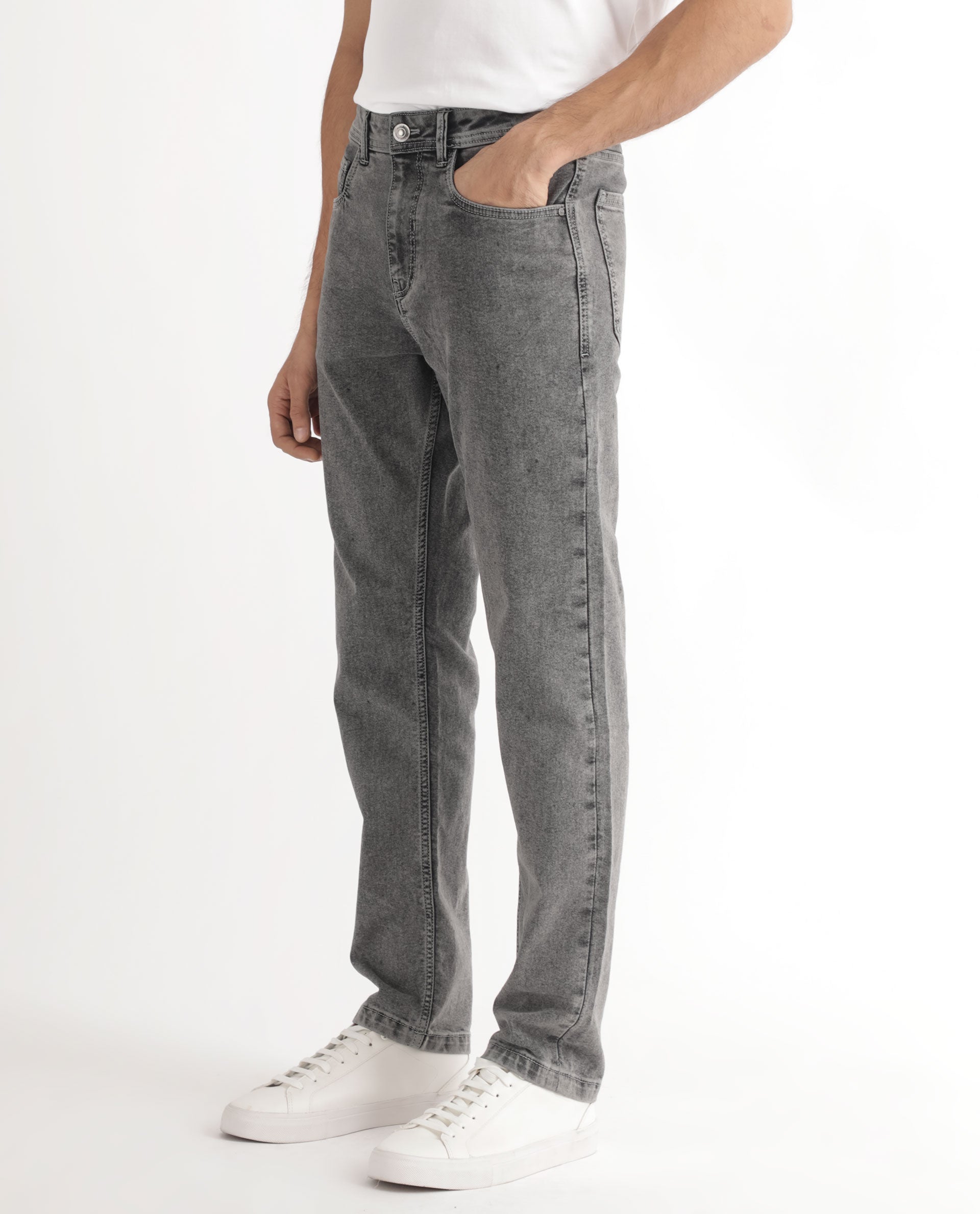 Rare Rabbit Men's Klune Light Grey Mid Wash Mid-Rise Regular Fit Jeans - view 6