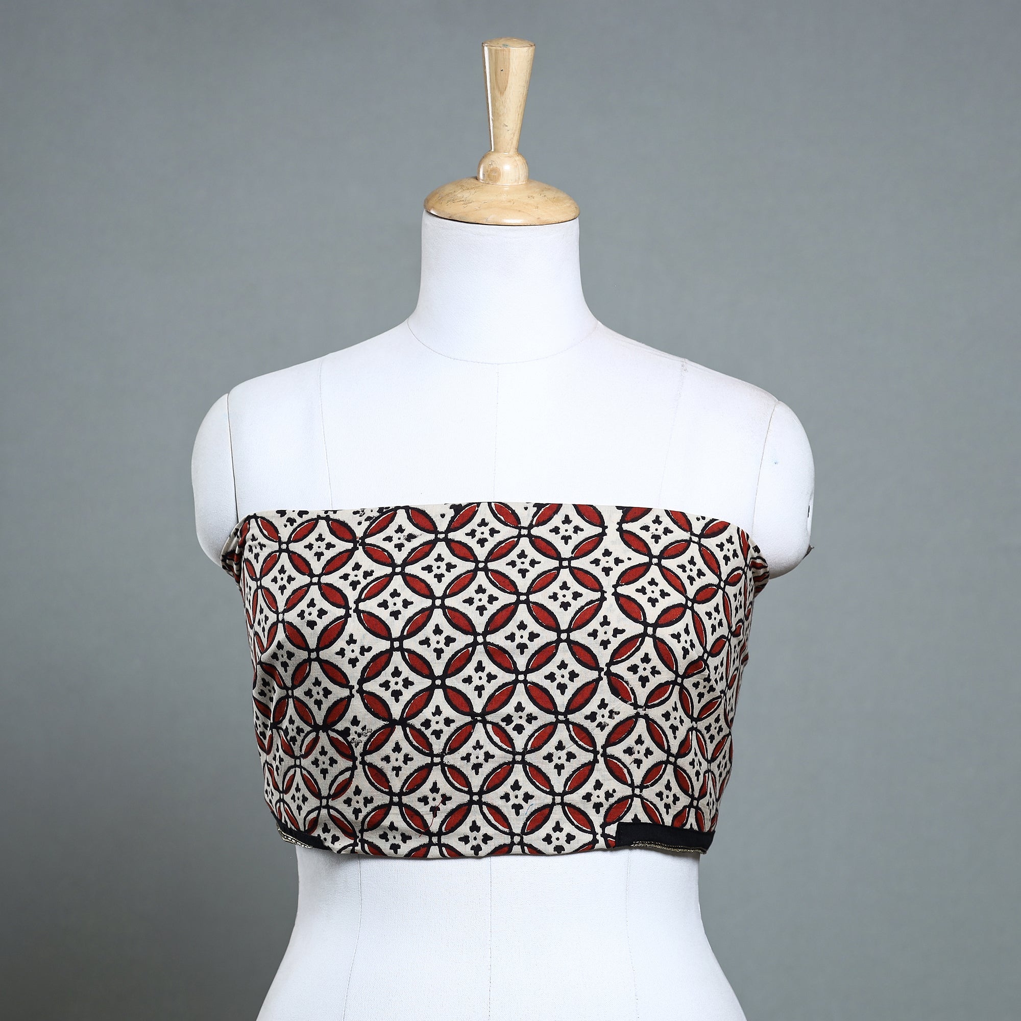NOORI BAZAR Beige - Zardozi Hand Embroidered Bagru Cotton Blouse Piece
