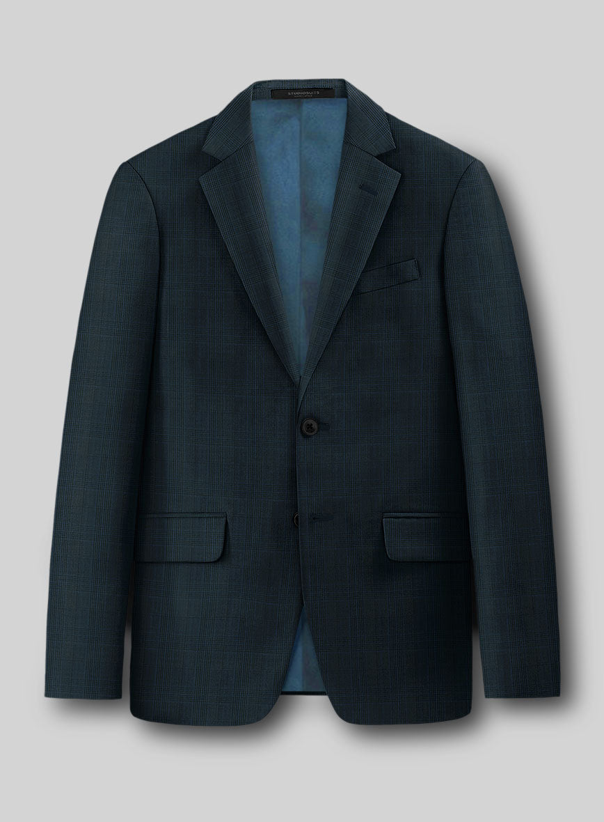 StudioSuits Napolean Xina Tartan Teal Blue Wool Suit - view 4