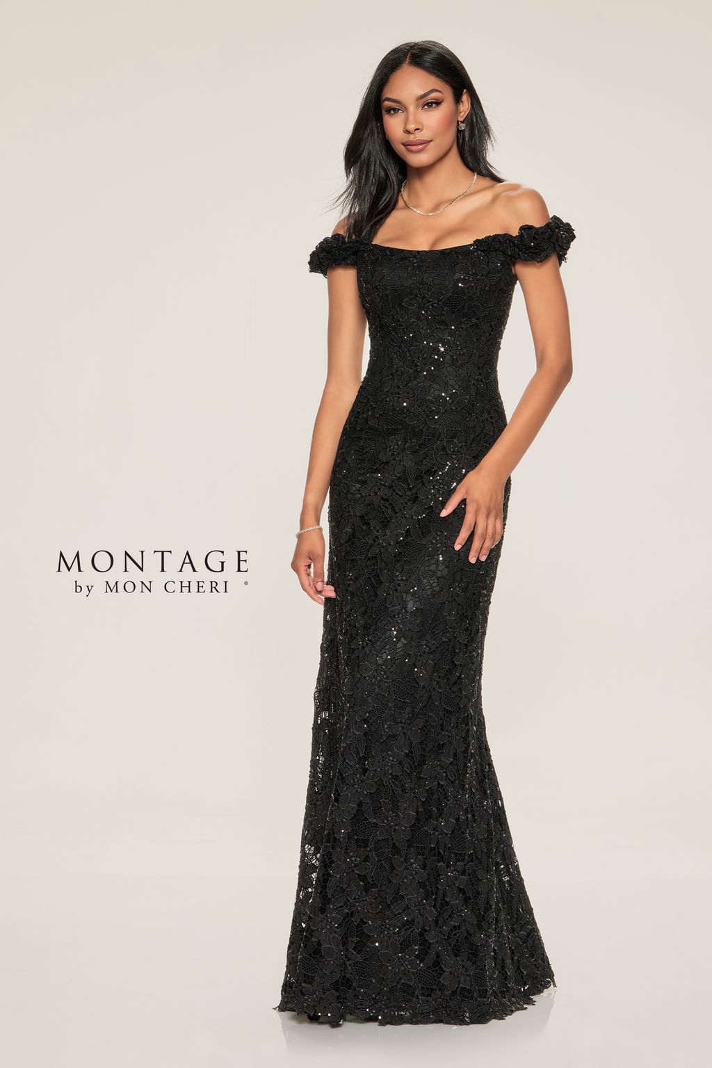 Montage M854 A Line Sequin Long Formal Dress – Rose - view 6