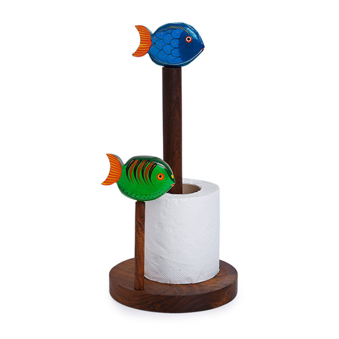 EXCLUSIVELANE Brown - Handpainted Fishes Napkin Holder In Sheesham Wood - view 2