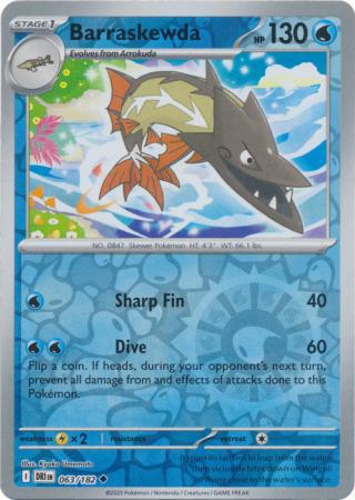 Uncommon sv10-063 reverse – Pokémon Barraskewda - 063/182 - Uncommon [sv10-063] [Reverse Holo]