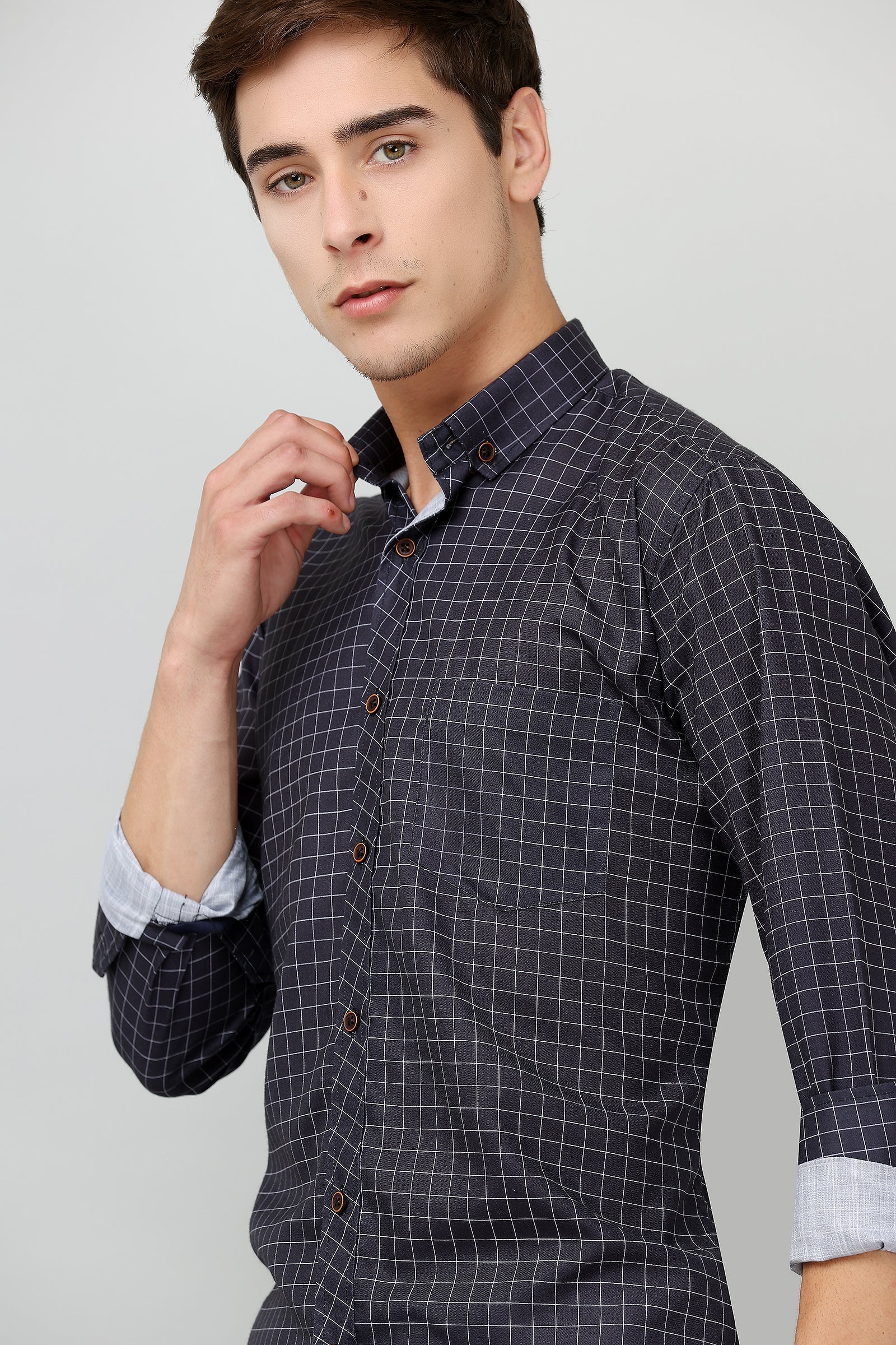 BlackTree Darnandstitch® Printed Black Checkered Shirt - view 9