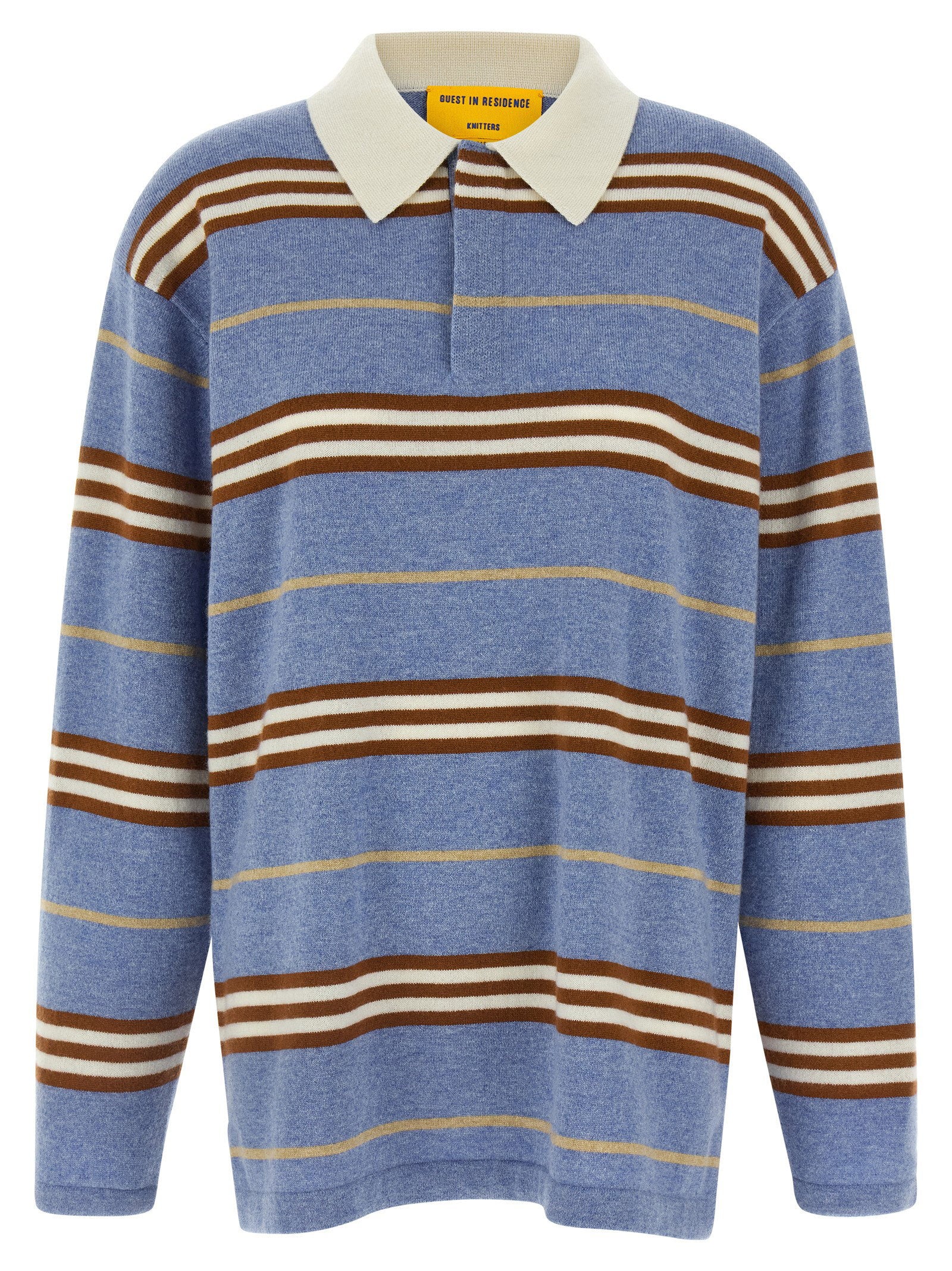 Guest In Residence Striped Rugby Polo Shirt – 100% cashmere