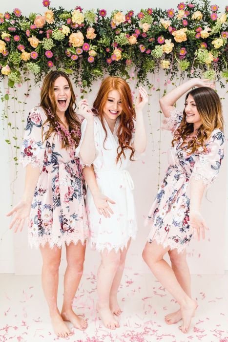fiftyflowers.com Pops of Pink Floral Backdrop with Wedding Chicks - view 7