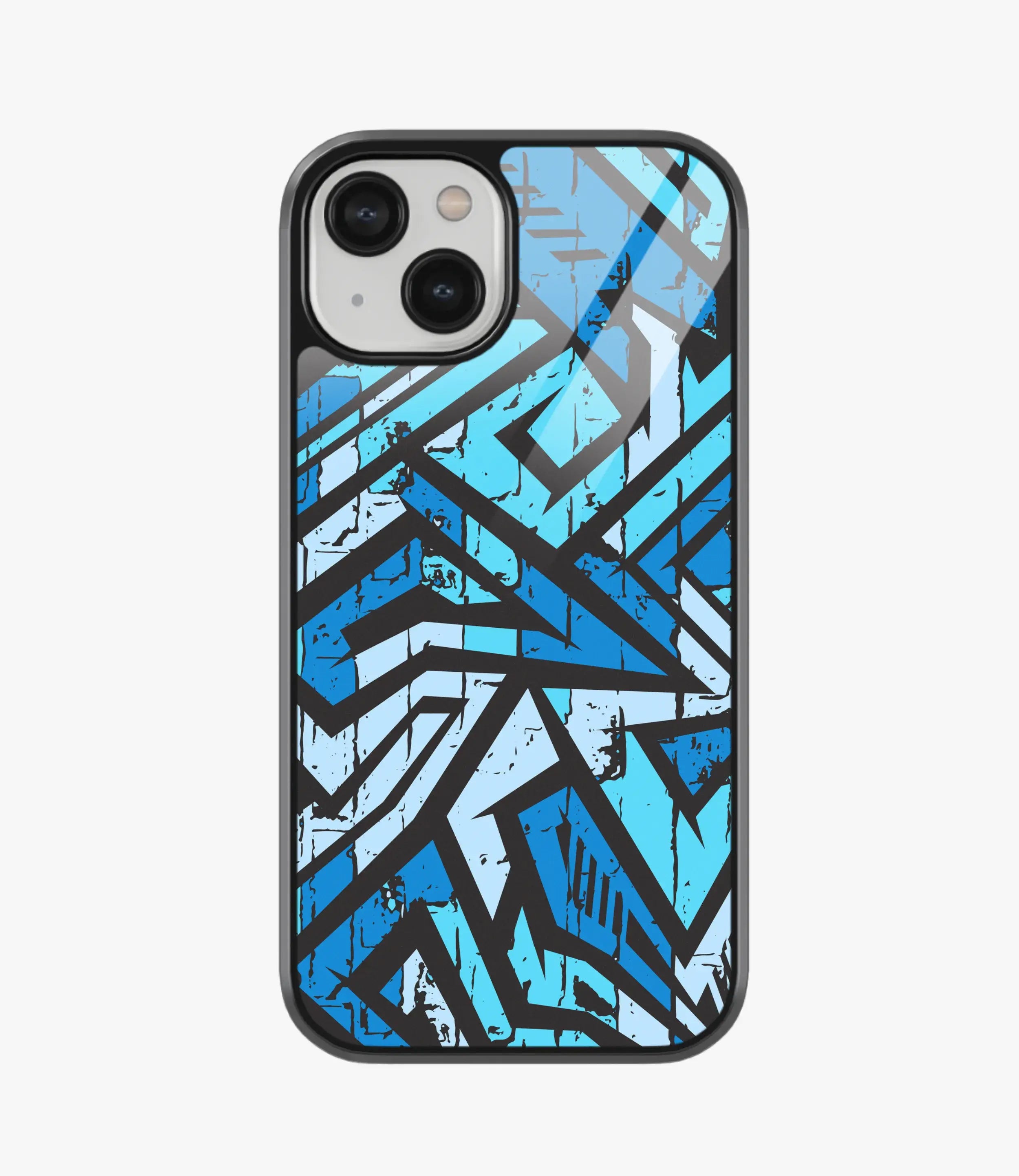 The Case Company Abstract Blue Stripes Geometric Pattern Glass Case