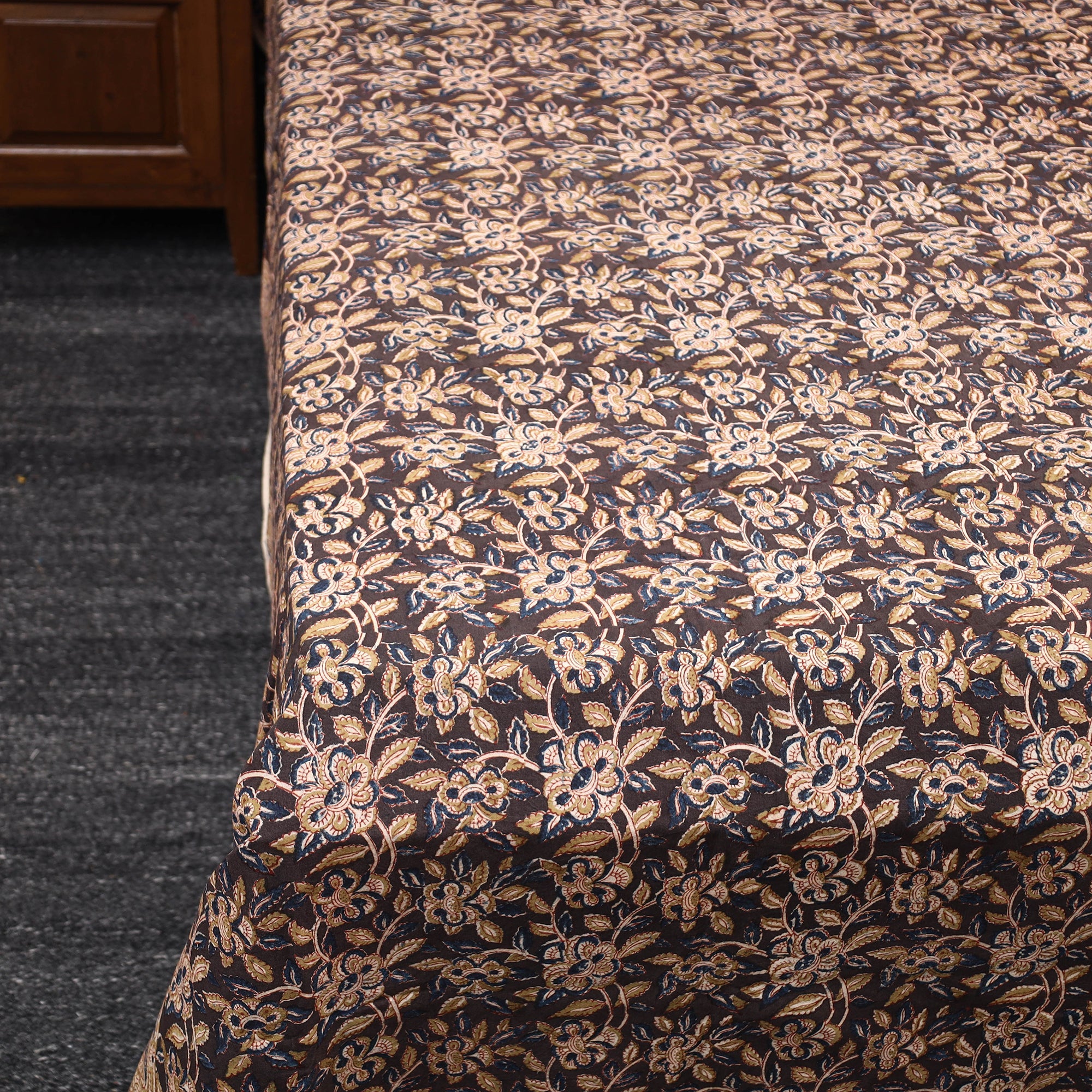 PITCHUKA SRINIVAS KALAMKARI PEDANA Brown - Pedana Kalamkari Block Printed Cotton Double Bed Cover (111 x 91 in) 20 - view 2