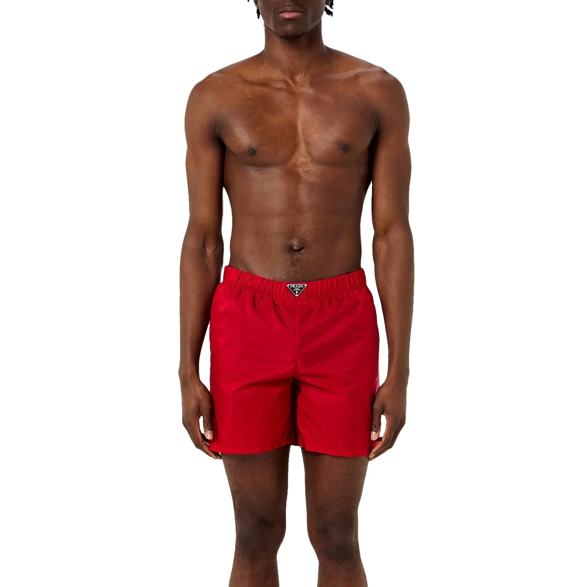 Prada Triangle Interlock Red Swim Shorts - view 3