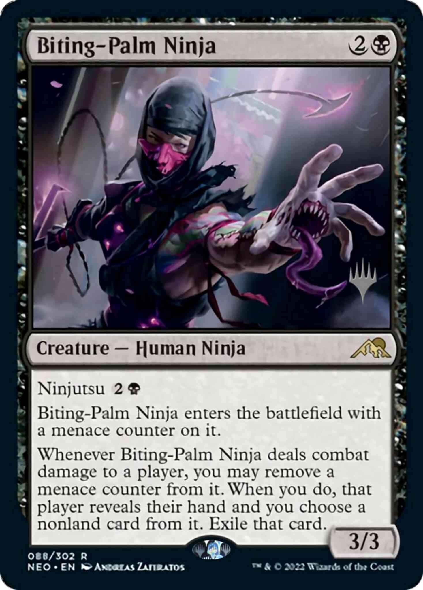 Biting-palm ninja promo – Magic Biting-Palm Ninja [Promo Pack] [88p] [Kamigawa: Neon Dynasty: Promos] [Non-Foil]