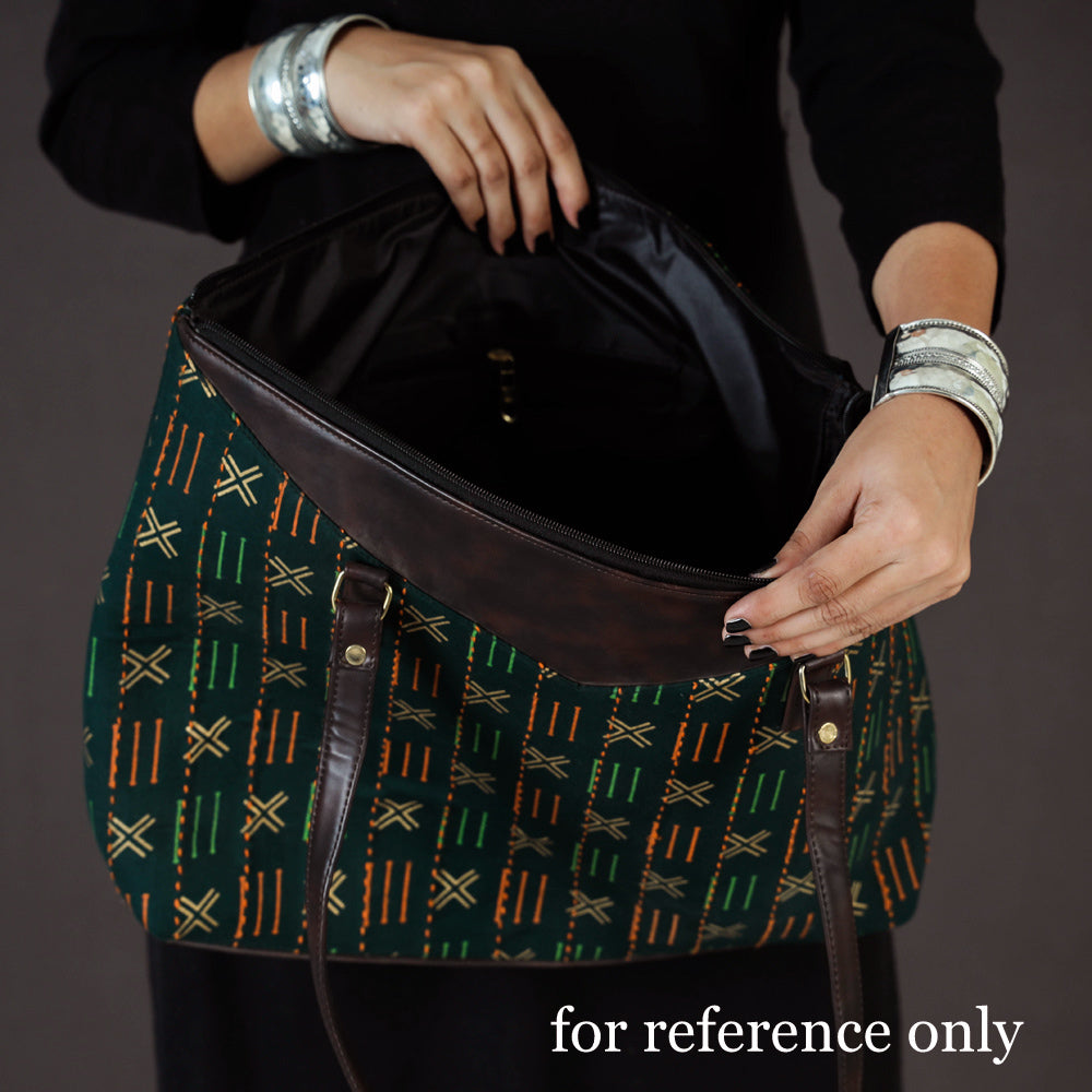 KACHCHH JI CHHAAP Black - Handcrafted Kantha Embroidered Printed Cotton Shoulder Bag - view 3