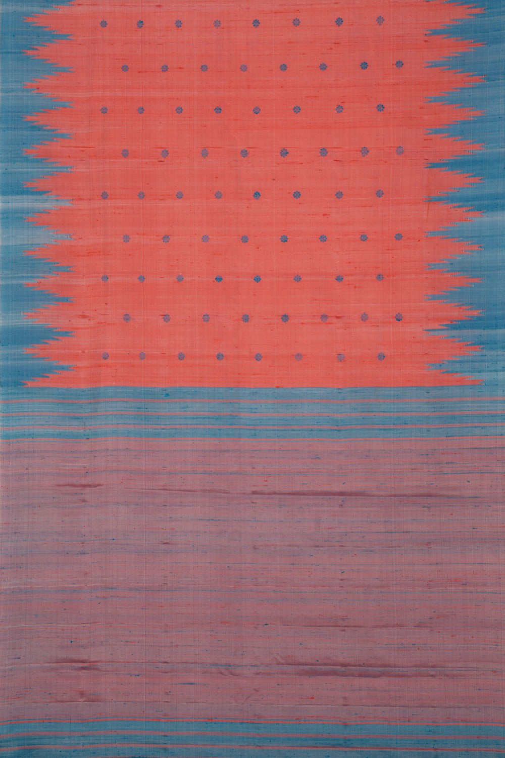 Kalanjali Gadwal Dupion Silk Coral Pink Saree - view 3