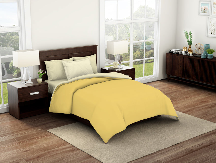Spaces India Solid Yellow/Ivory 100% Cotton Shell Single Quilt / AC Comforter - Essentials Solid By Spaces - view 2