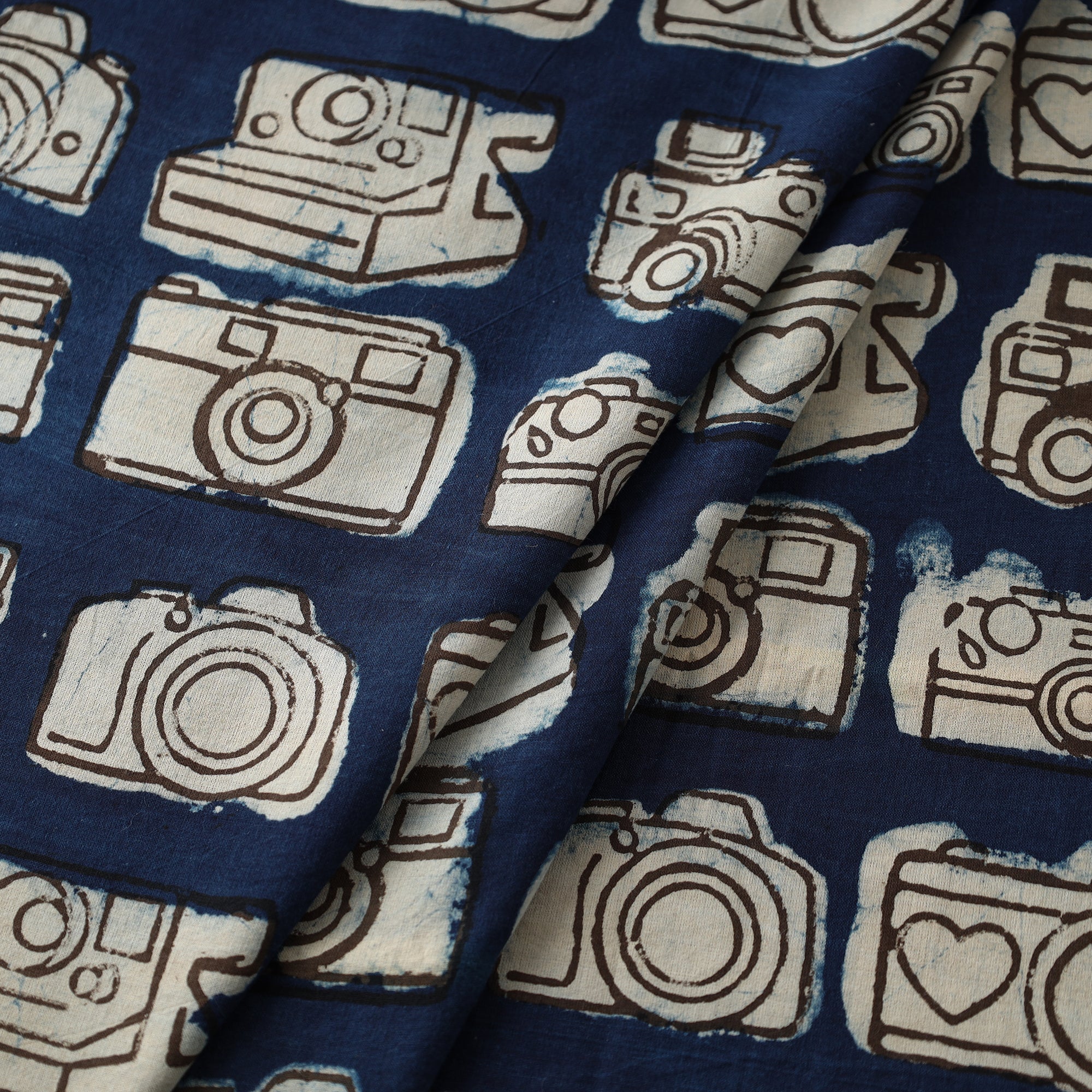 BINDAAS UNLIMITED रोल कैमरा Action - Dark Sky Blue Bindaas Block Print Cotton Fabric 08 - view 3