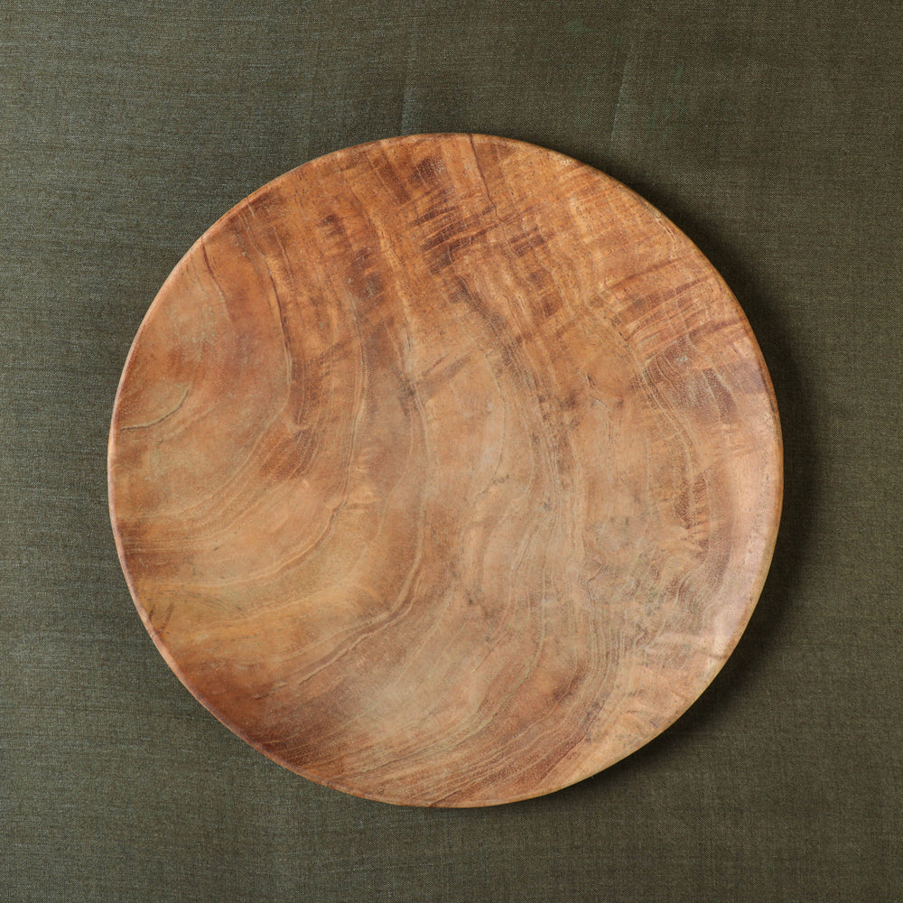 TORA CREATIONS Brown - Hand Carved Natural Neem Wood Dinner Plate (9 in) - view 2