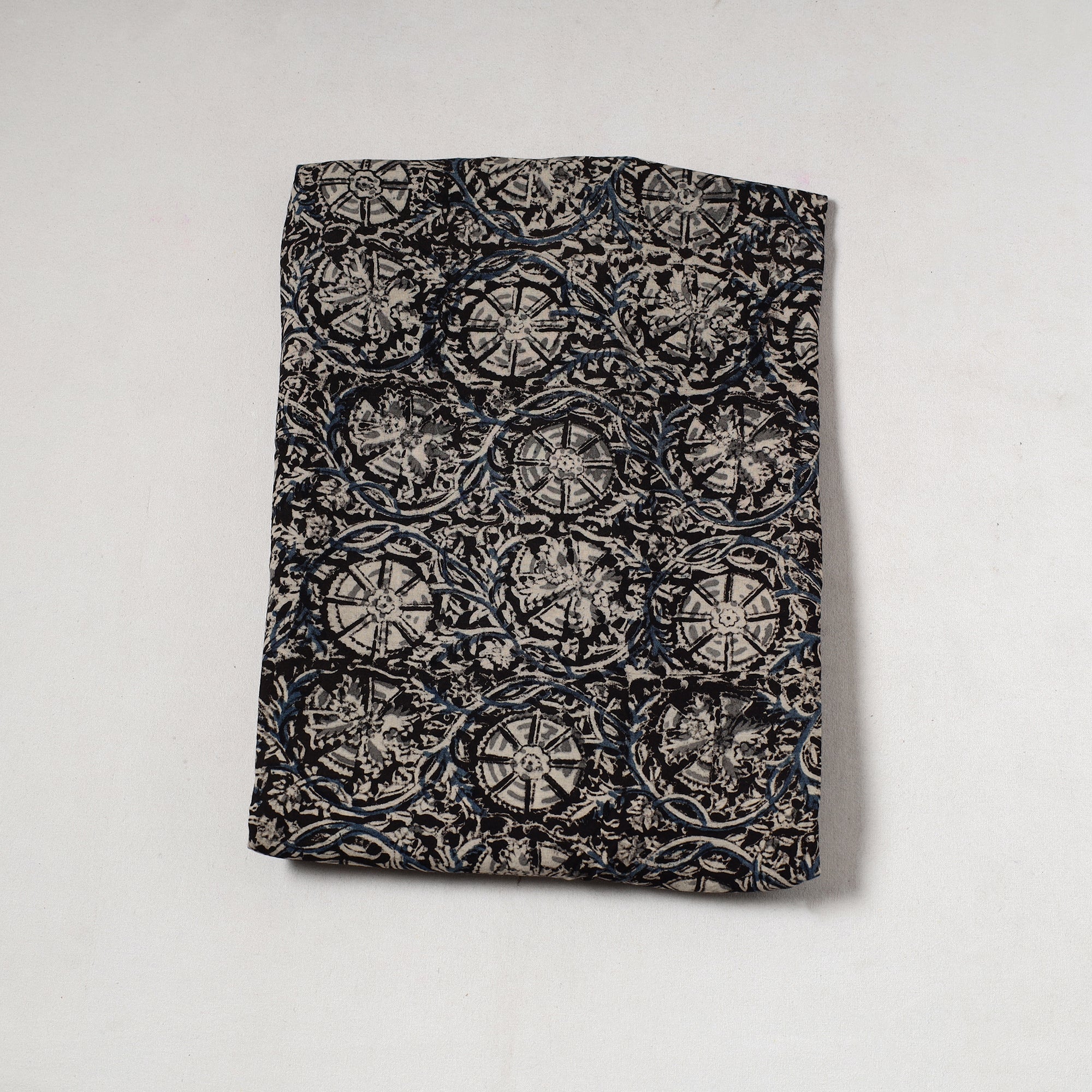 SOUTH KARGHA Black - Kalamkari Block Printed Cotton Precut Fabric (2 meter) 84
